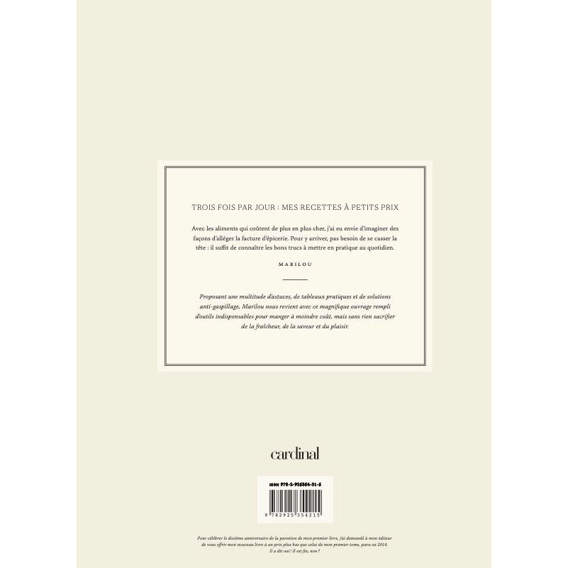 Trois fois par jour : Mes recettes à petits prix - Cardinal Ed. - Livre de cuisine - - La Guilde Culinaire
