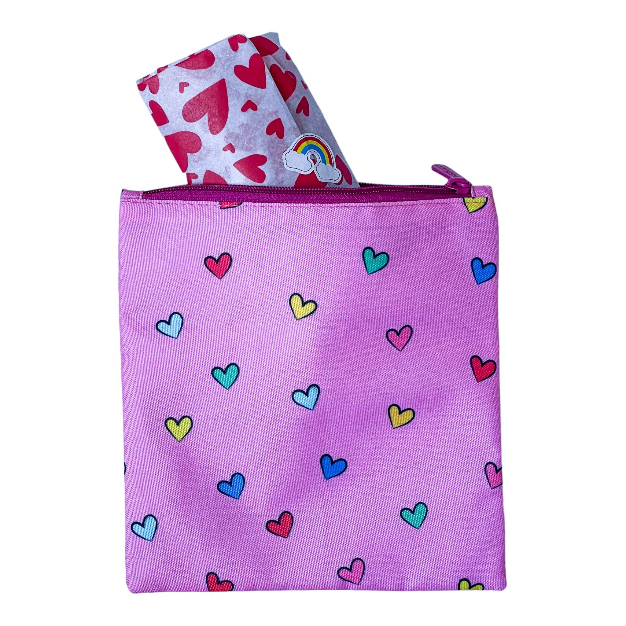 Sachets réutilisables pour encas et sandwichs — Lot de 2, motifs cœurs et chiens - Yumbox - Boîte à repas - - La Guilde Culinaire