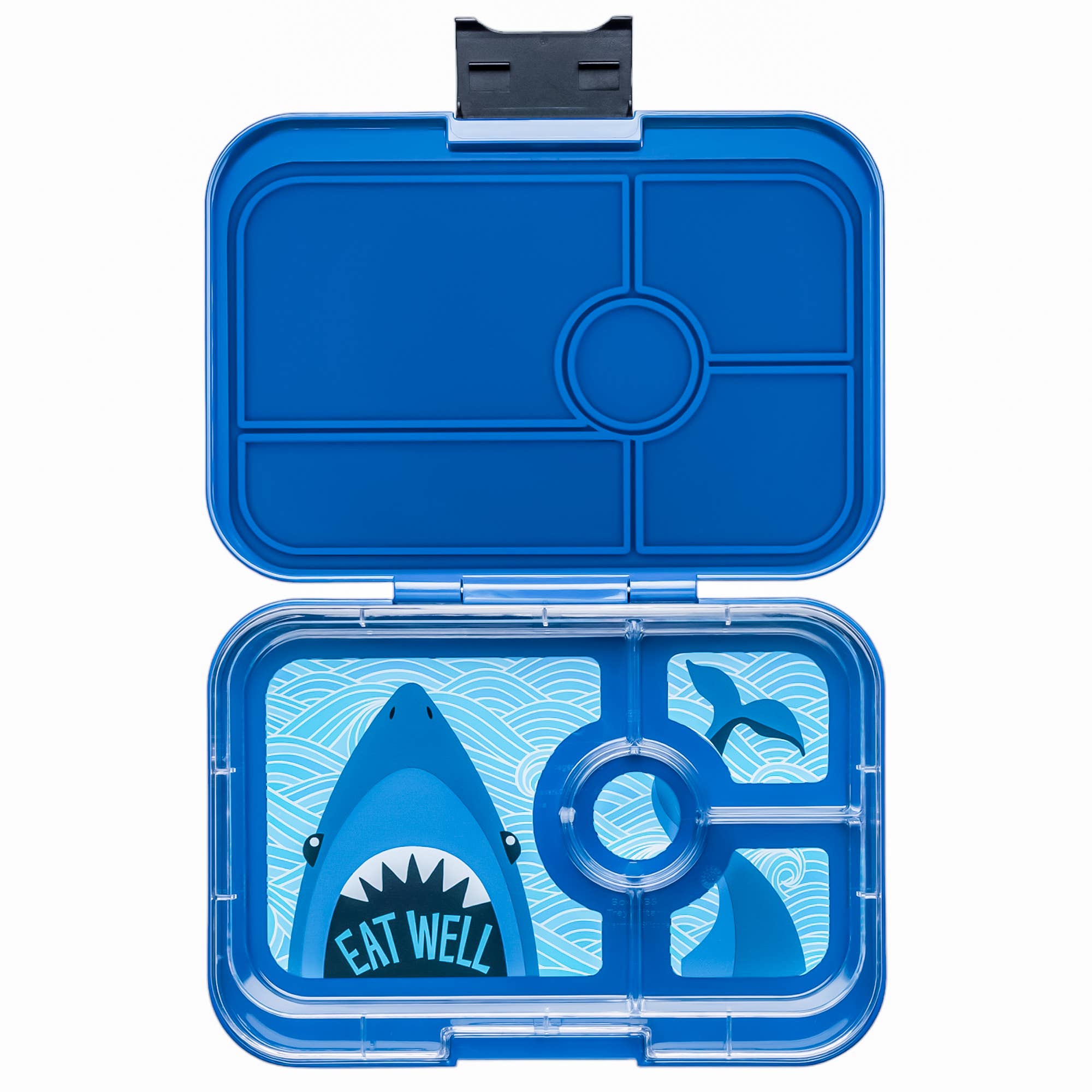 Yumbox Tapas - Boîte Bento étanche avec plateaux à 4 ou 5 compartiments Vrai Blue 4C avec plateau Requin - Yumbox - Boîte à repas - TBIII2021104SK - La Guilde Culinaire