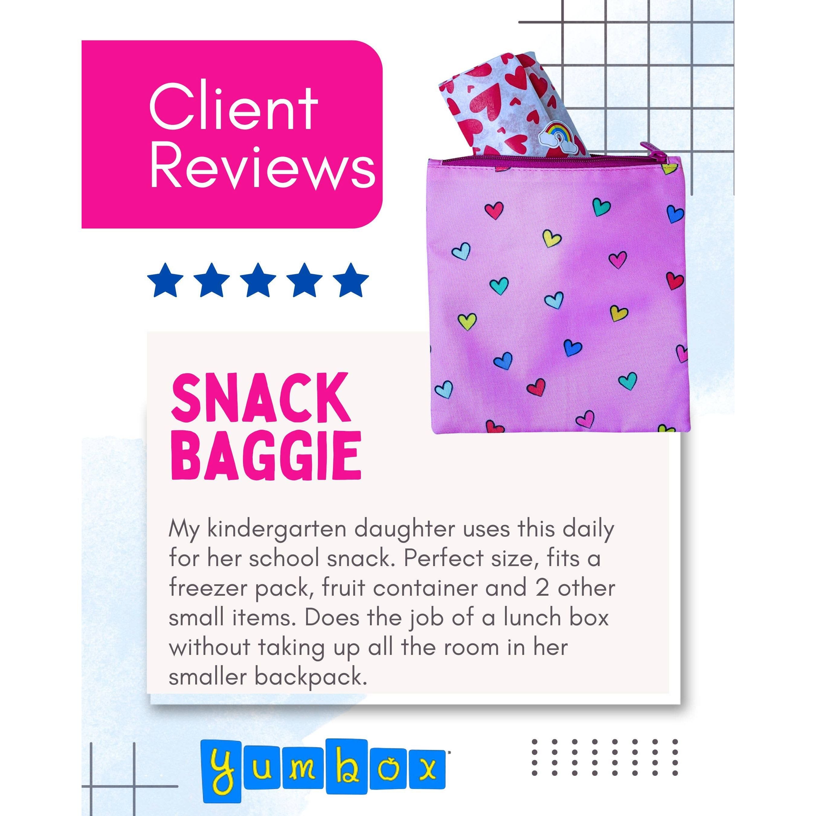 Sachets réutilisables pour encas et sandwichs — Lot de 2, motifs cœurs et chiens - Yumbox - Boîte à repas - - La Guilde Culinaire
