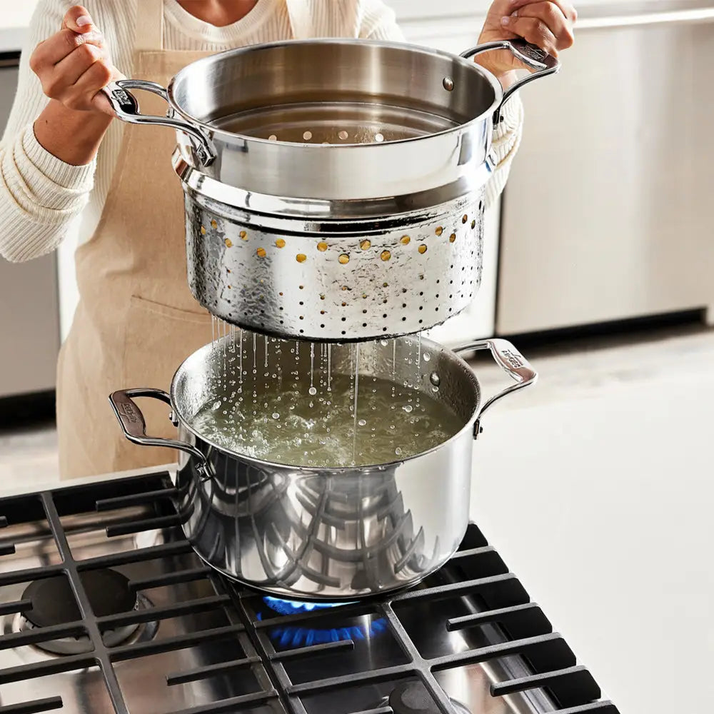Multicuiseur en acier inoxydable avec passoire et couvercle, 8 pintes - All-Clad - Multicuiseur - - La Guilde Culinaire