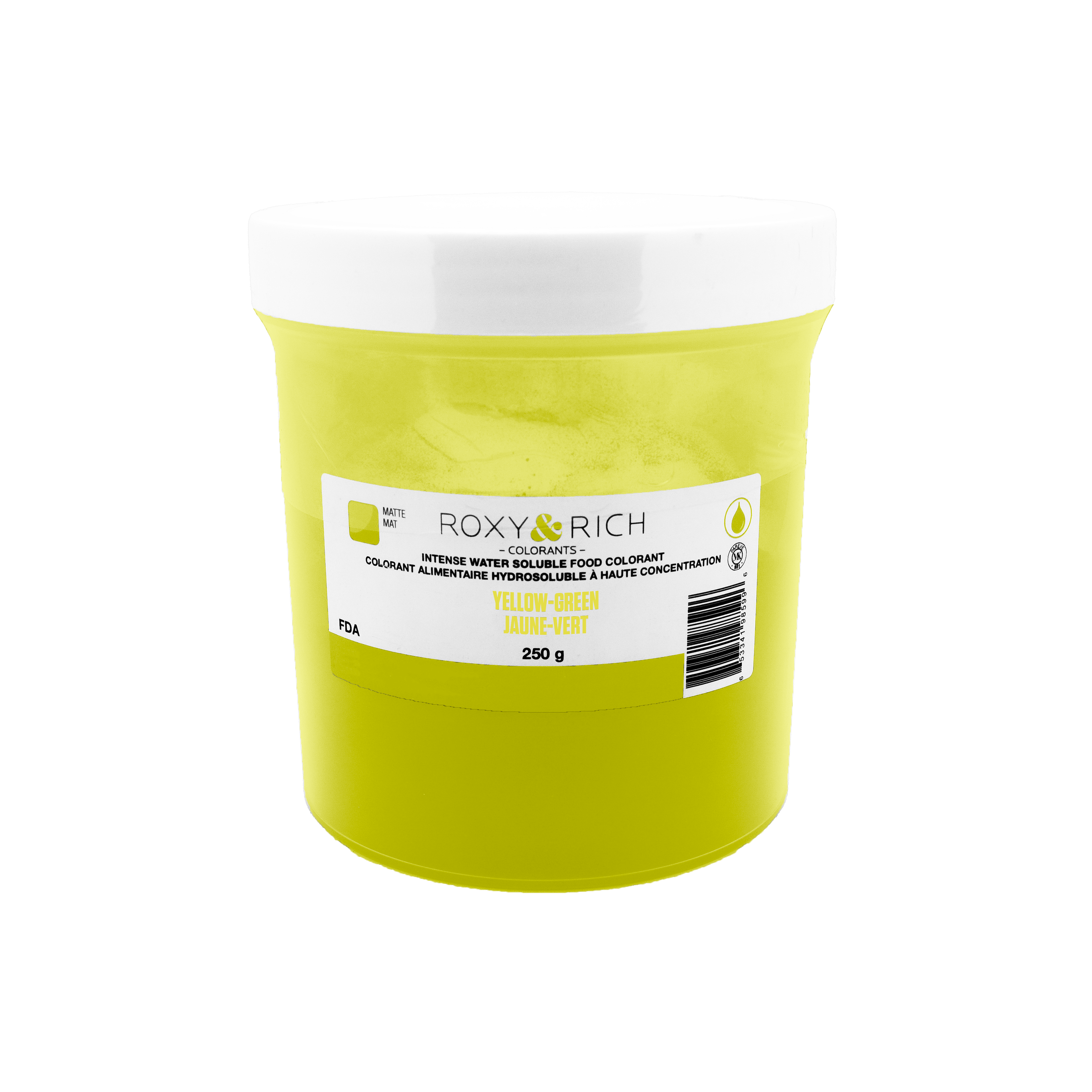 Colorant alimentaire hydrosoluble Jaune-Vert 250g - Roxy & Rich - Colorant alimentaire hydrosoluble - H250-009 - La Guilde Culinaire