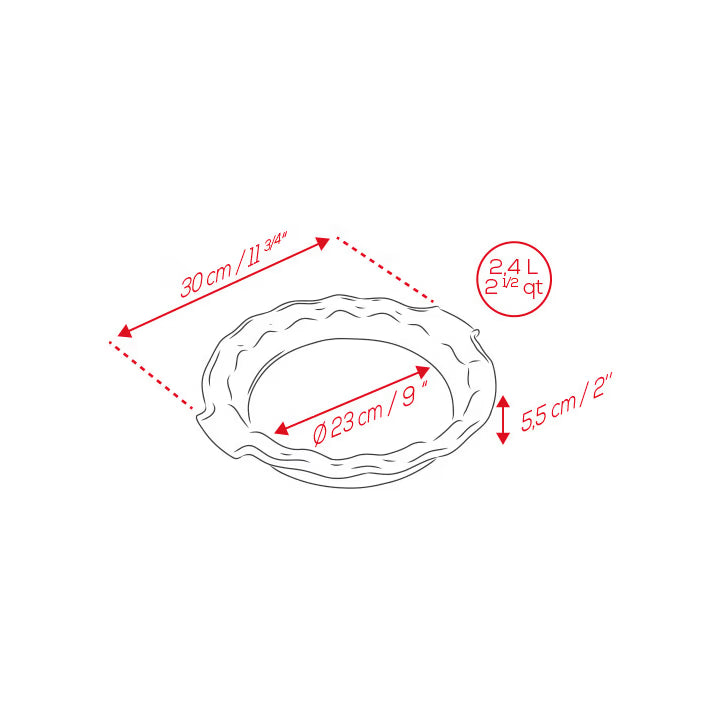 Plat à tarte 23 cm, Rouge - APPOLIA - Peugeot - Moule à tarte et quiche - - La Guilde Culinaire