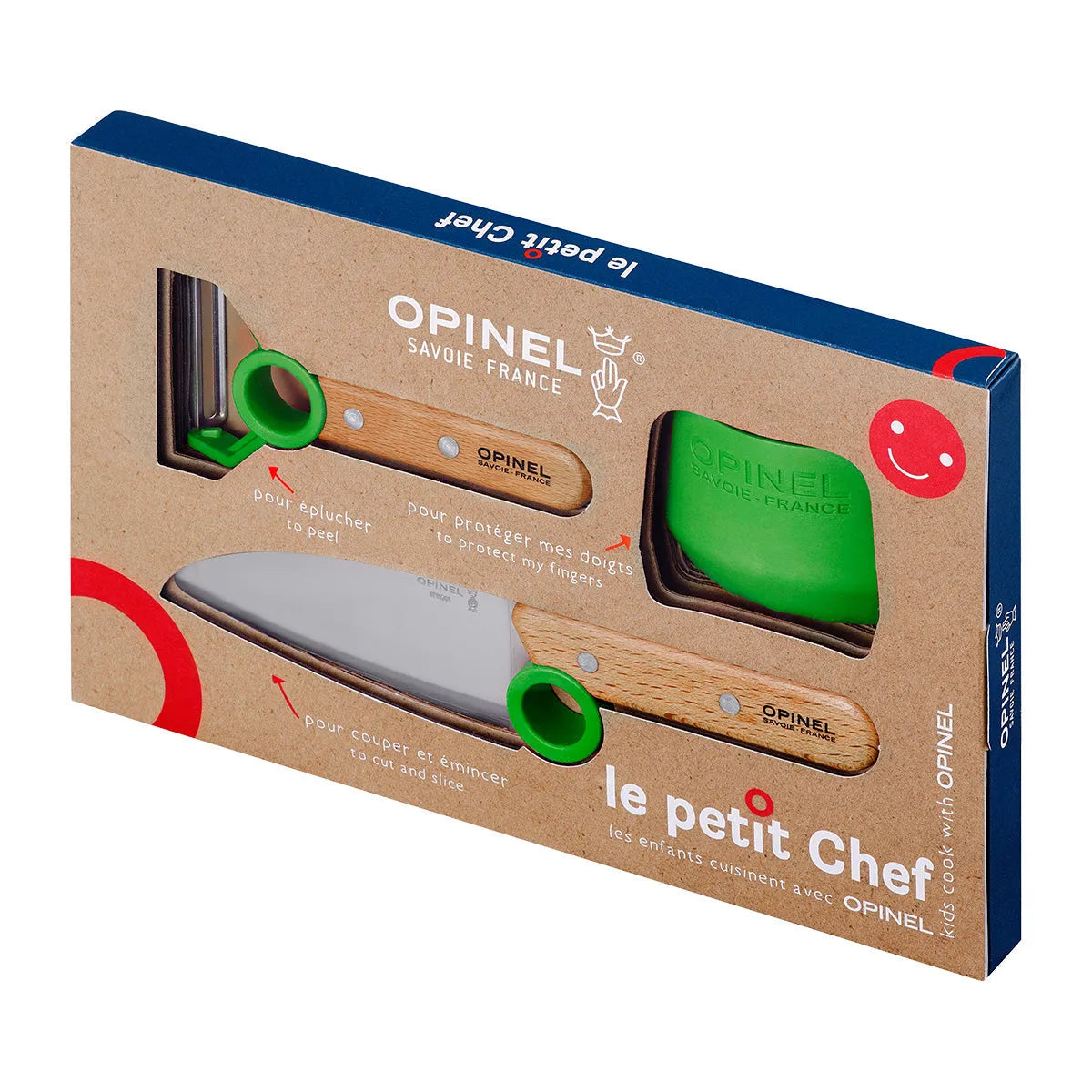 Opinel - Coffret Le Petit Chef (couteau+protège doigt+éplucheur) - vert - Opinel - Couteau pour enfant - - La Guilde Culinaire