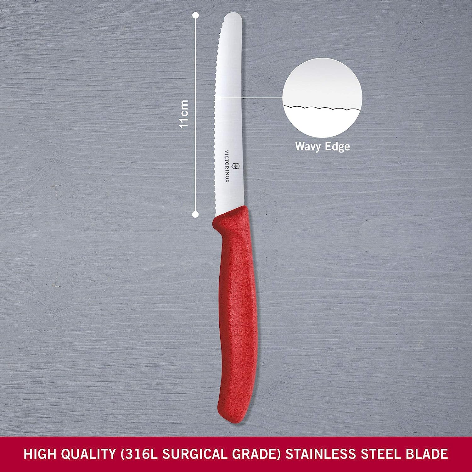 Couteau à tomates et de table Swiss Classic 11 cm - 4.5 po - Victorinox - Couteau d'office - - La Guilde Culinaire