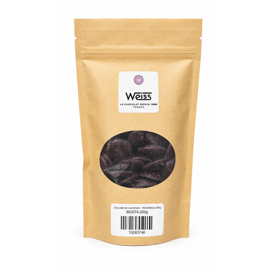 Chocolat de couverture - KACINKOA 85% 200 g / 0.44 lbs - Weiss - Chocolat - 883074-200g - La Guilde Culinaire