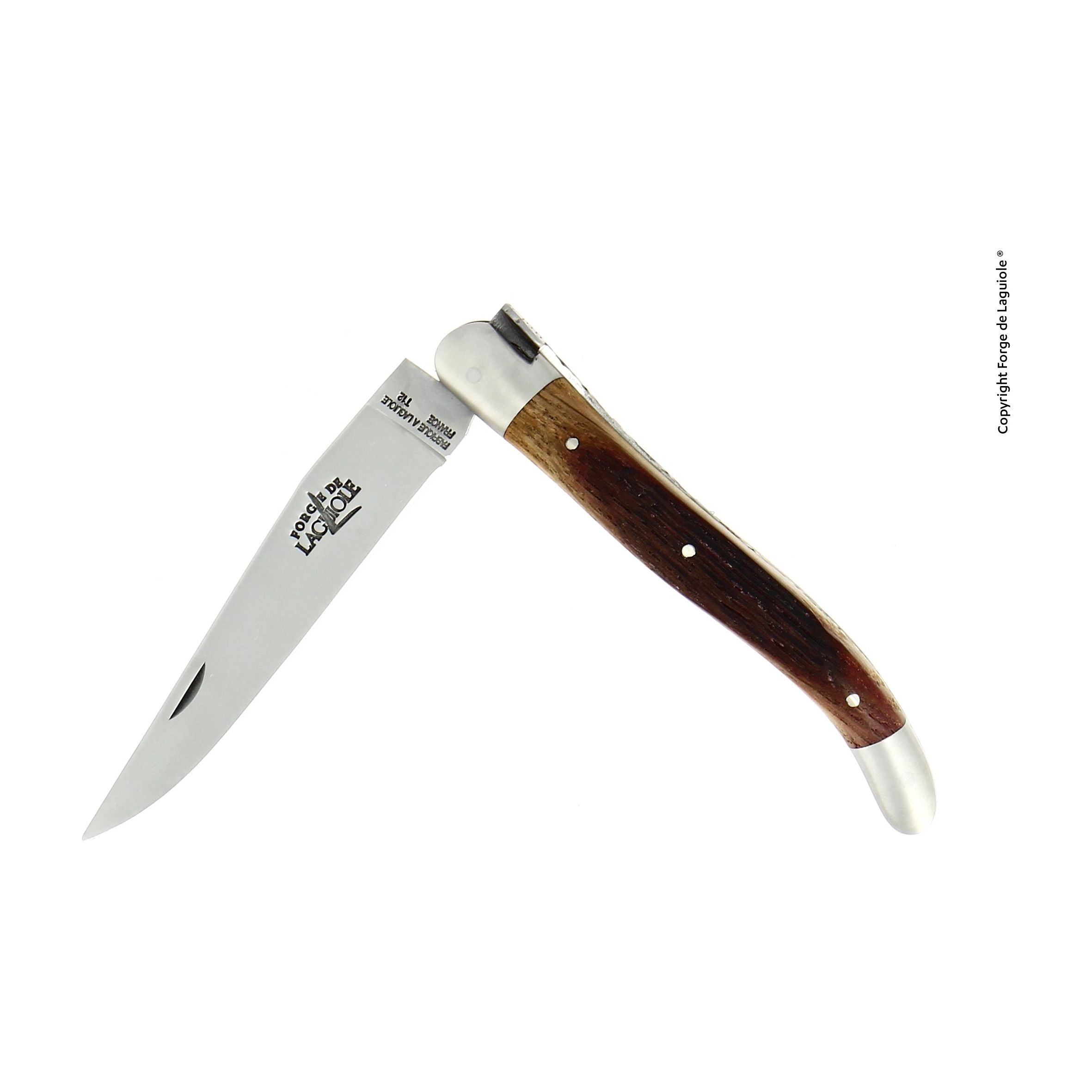 Couteau pliant 11 cm Chêne de barrique, mitre inox mat – Laguiole - Laguiole - Couteau de poche - - La Guilde Culinaire