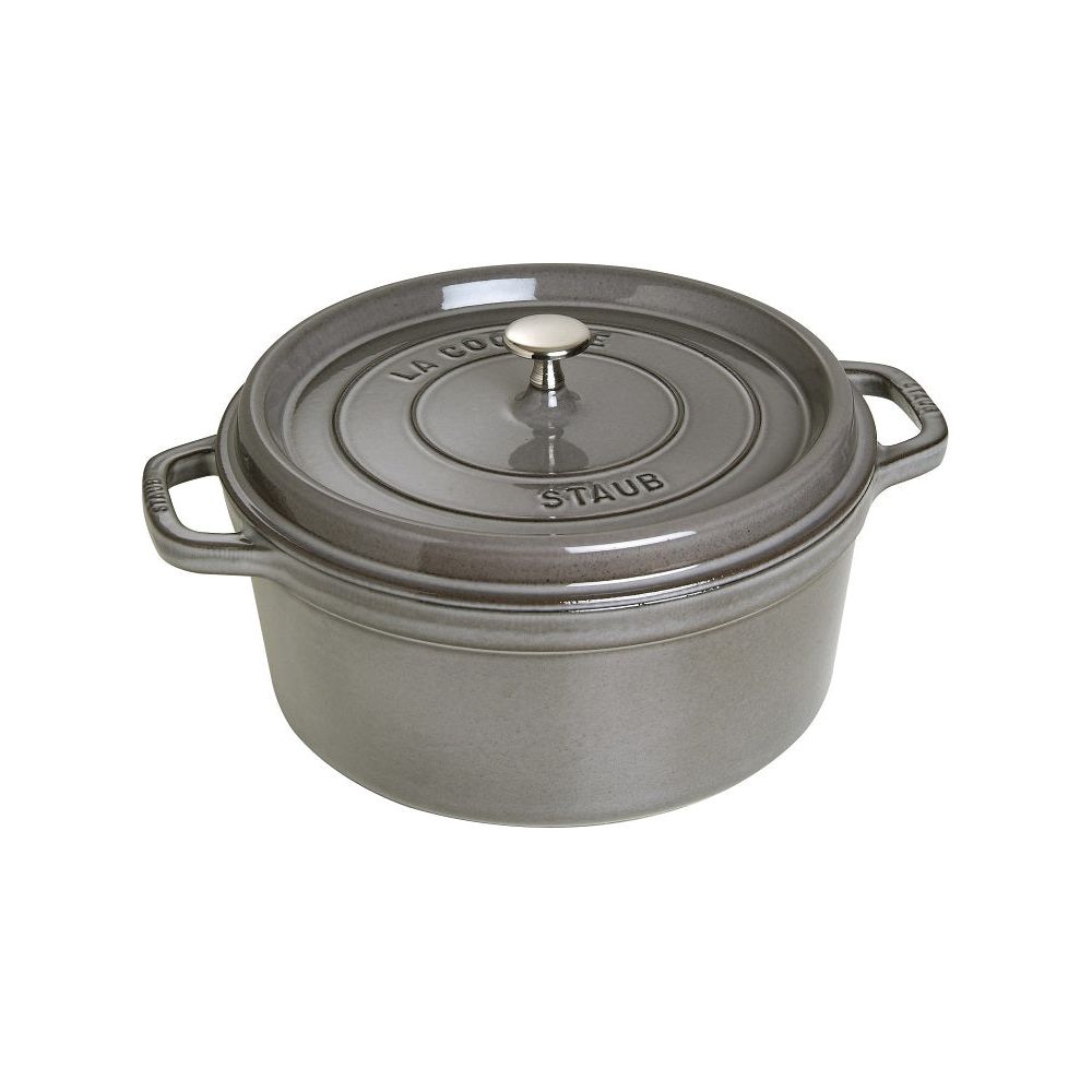 Cocotte ronde fonte et émail Grise 13.2'' 34cm 12.5L - Staub - Cocotte - - La Guilde Culinaire