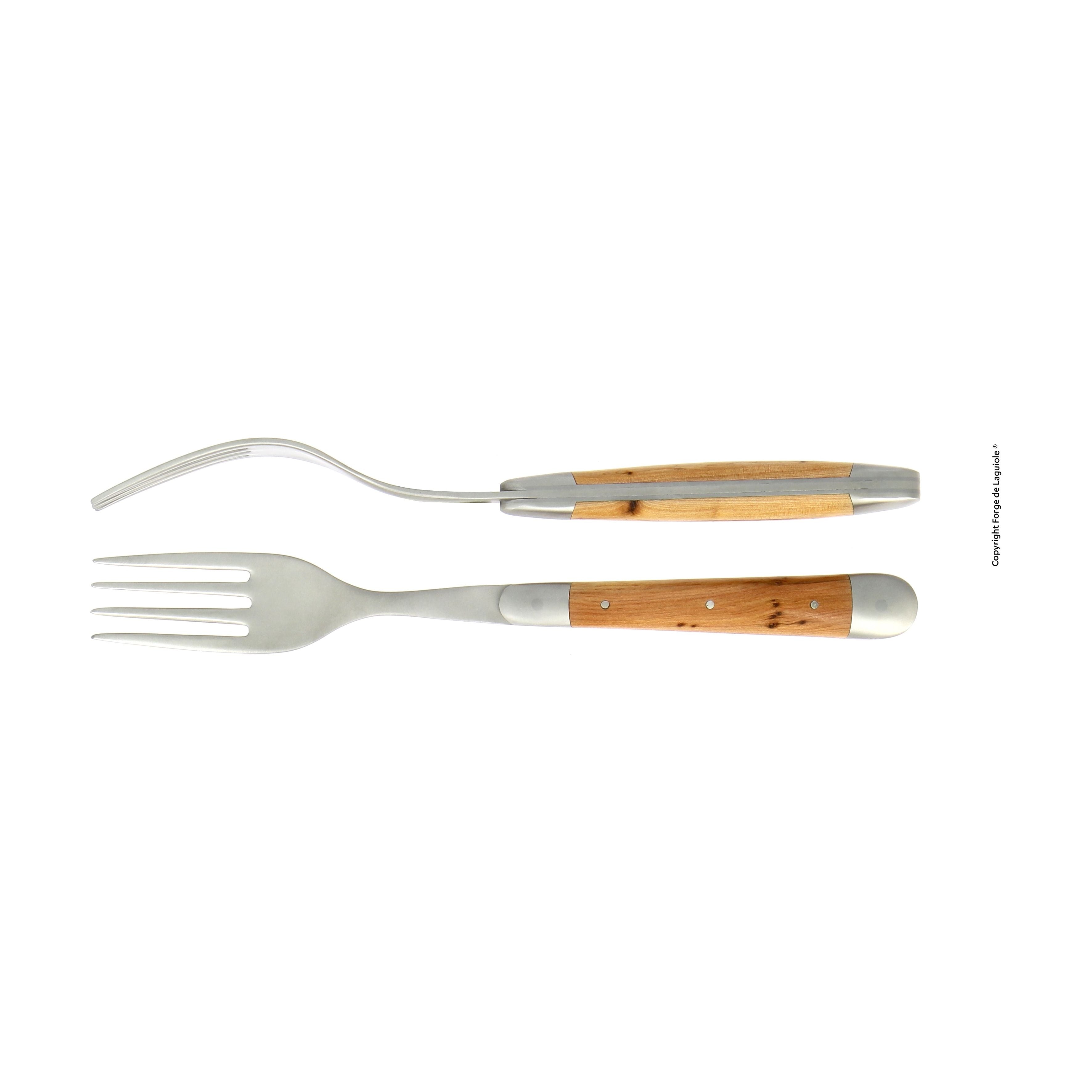 Fourchette, mitre inox mat, Genévrier – Laguiole - Laguiole - Fourchette de table - - La Guilde Culinaire