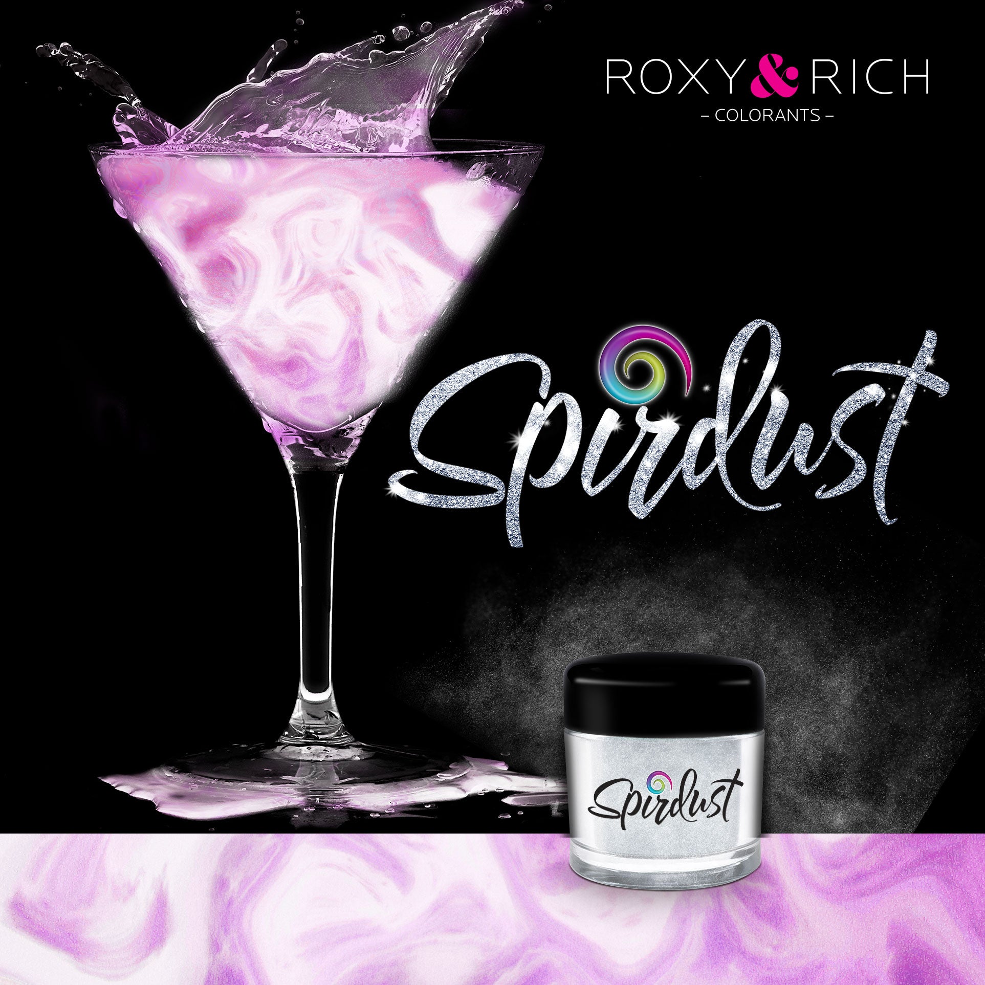 Poudres brillantes comestibles pour boissons - VIOLET PERLÉ - SPIRDUST - Roxy & Rich - Colorant pour boisson - - La Guilde Culinaire