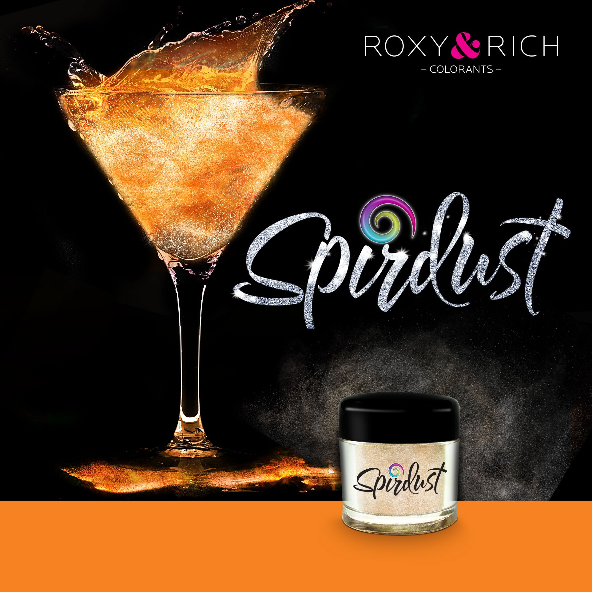 Poudres brillantes comestibles pour boissons - ORANGE - SPIRDUST - Roxy & Rich - Colorant pour boisson - - La Guilde Culinaire