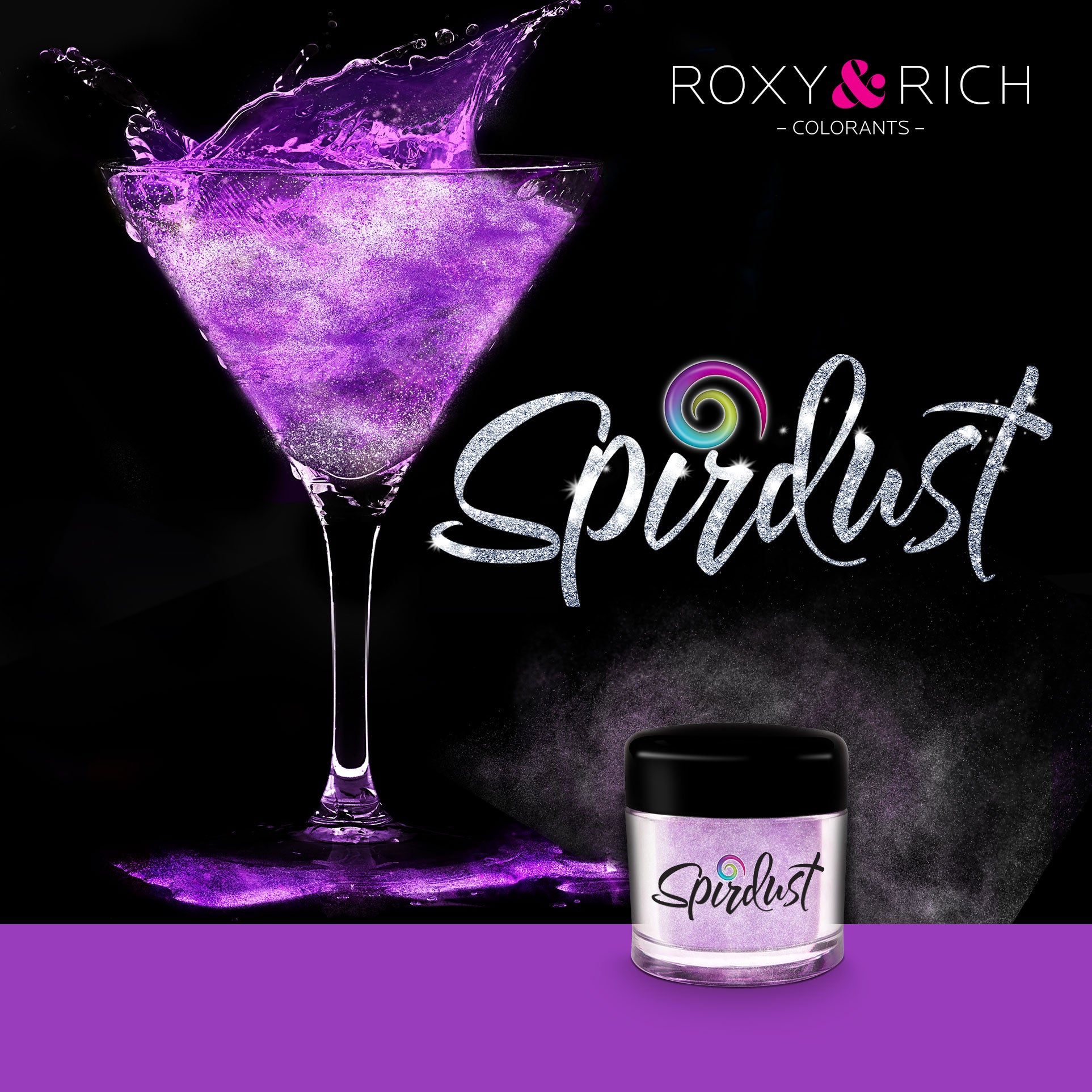 Poudres brillantes comestibles pour boissons - VIOLET - SPIRDUST - Roxy & Rich - Colorant pour boisson - - La Guilde Culinaire
