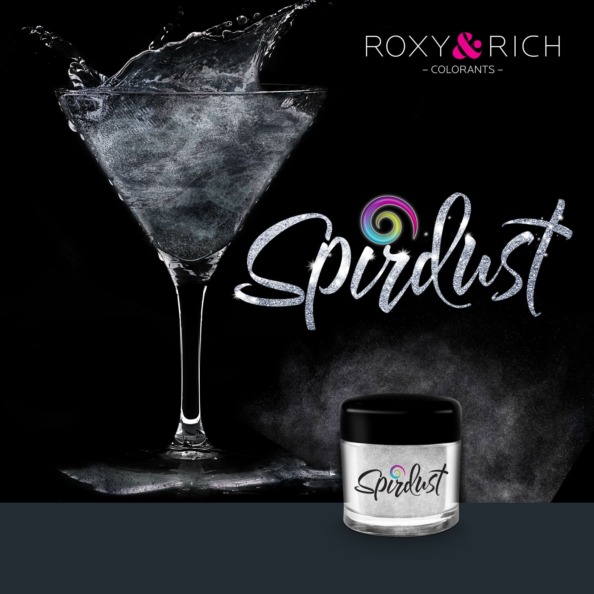 Poudres brillantes comestibles pour boissons - NOIR - SPIRDUST - Roxy & Rich - Colorant pour boisson - - La Guilde Culinaire