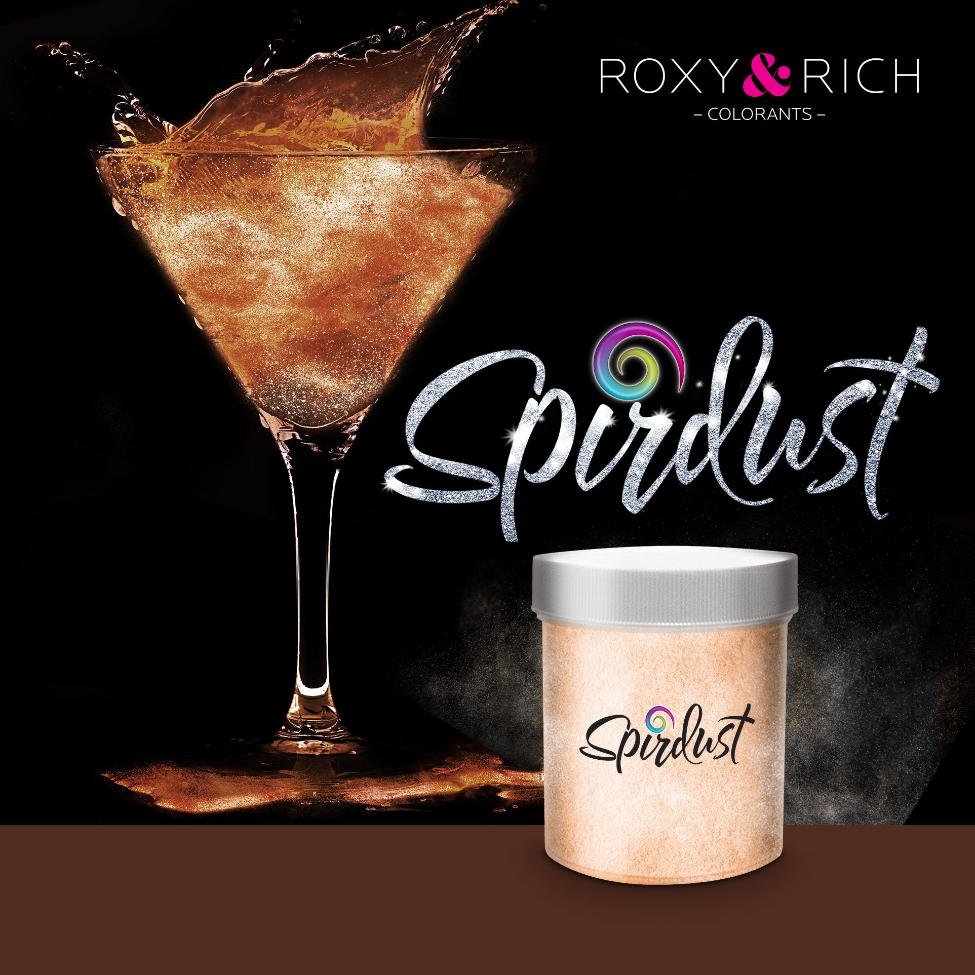Poudres brillantes comestibles pour boissons - CUIVRÉ - SPIRDUST 25g - Roxy & Rich - Colorant pour boisson - SPIR25-016 - La Guilde Culinaire