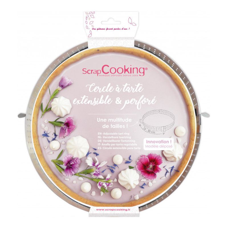 Cercle à tarte extensible perforé en inox de 16cm à 30cm - Scrapcooking - Cercle à tarte - - La Guilde Culinaire