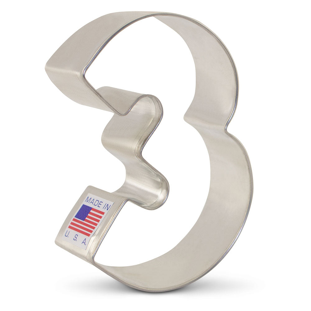 Emporte-pièce Chiffre 3 - 3 1/4" x 2 1/4" - Ann Clark Cookie Cutters - Emporte-pièce - - La Guilde Culinaire