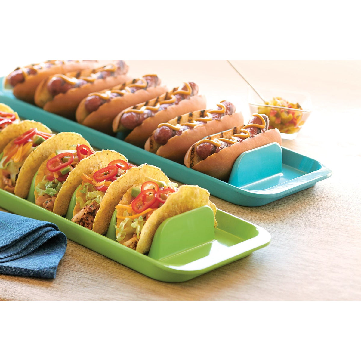 Plateau de service pour tacos / hot dogs, bleu pacifique ! - Fox Run - Plateau de service - - La Guilde Culinaire