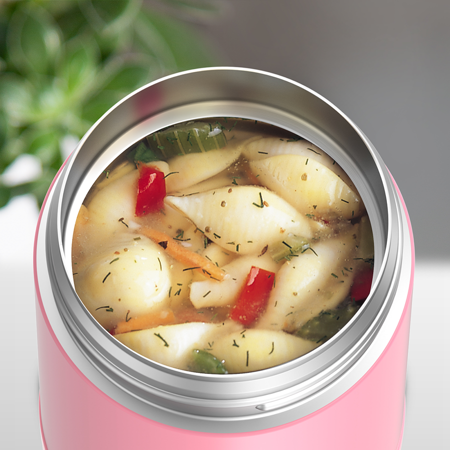 Contenant alimentaire Funtainer en acier inoxydable avec cuillère 16oz - Rose * - Thermos - Contenant pour aliment - - La Guilde Culinaire