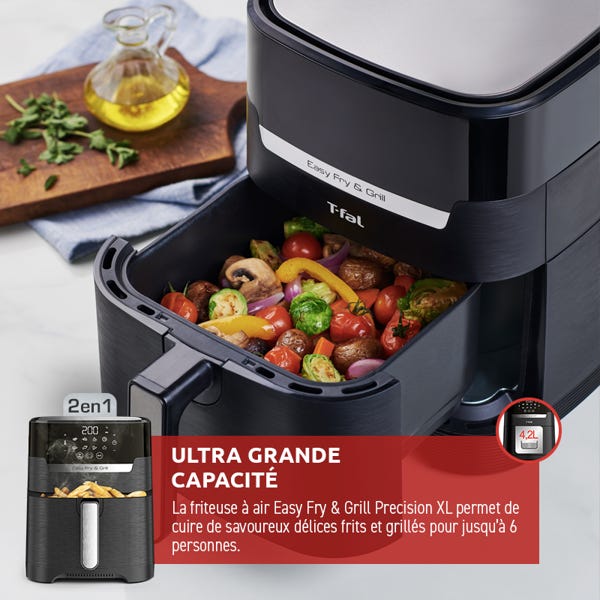 Friteuse à Air Easy Fry & Gril Precision 2-en-1 avec Technologie Extra Crispy (4.2L) - T-fal - Air fryer - - La Guilde Culinaire