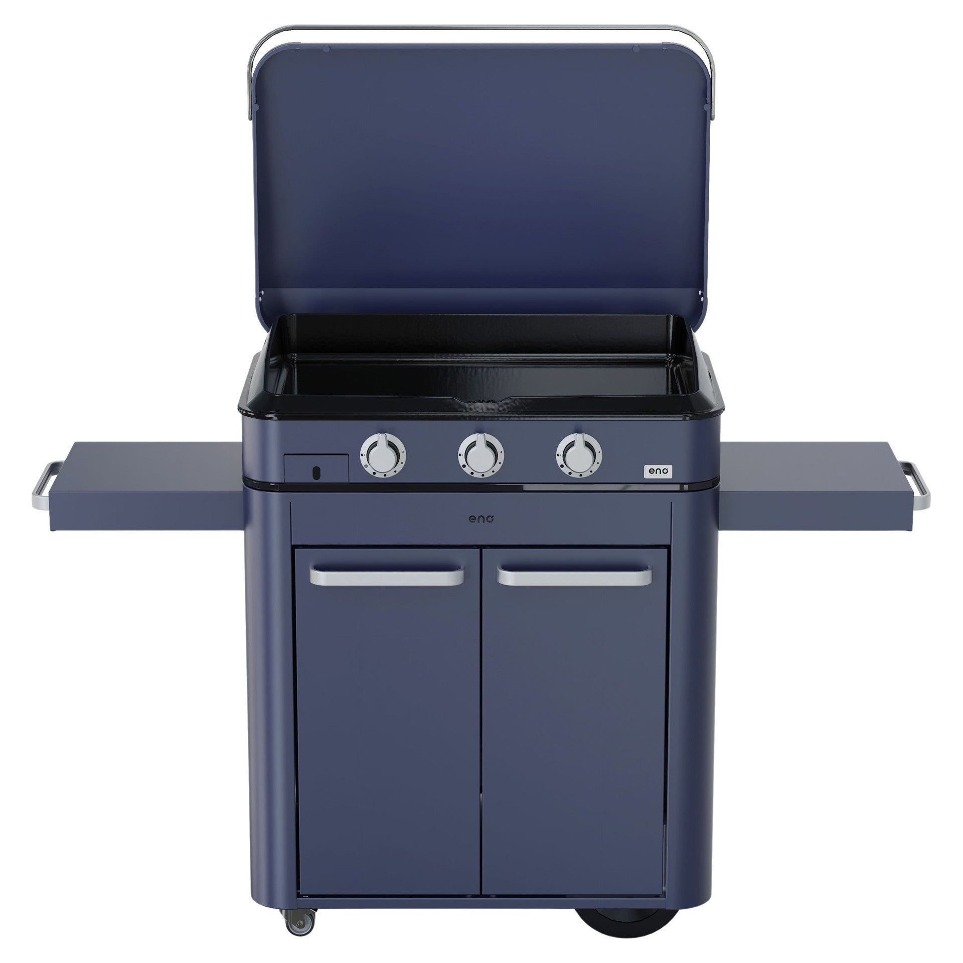 Eno - Ensemble Plancha 3 brûleurs avec couvercle et chariot ENOSIGN 80 - Bleu Navy - ENO - Ensemble plancha - - La Guilde Culinaire