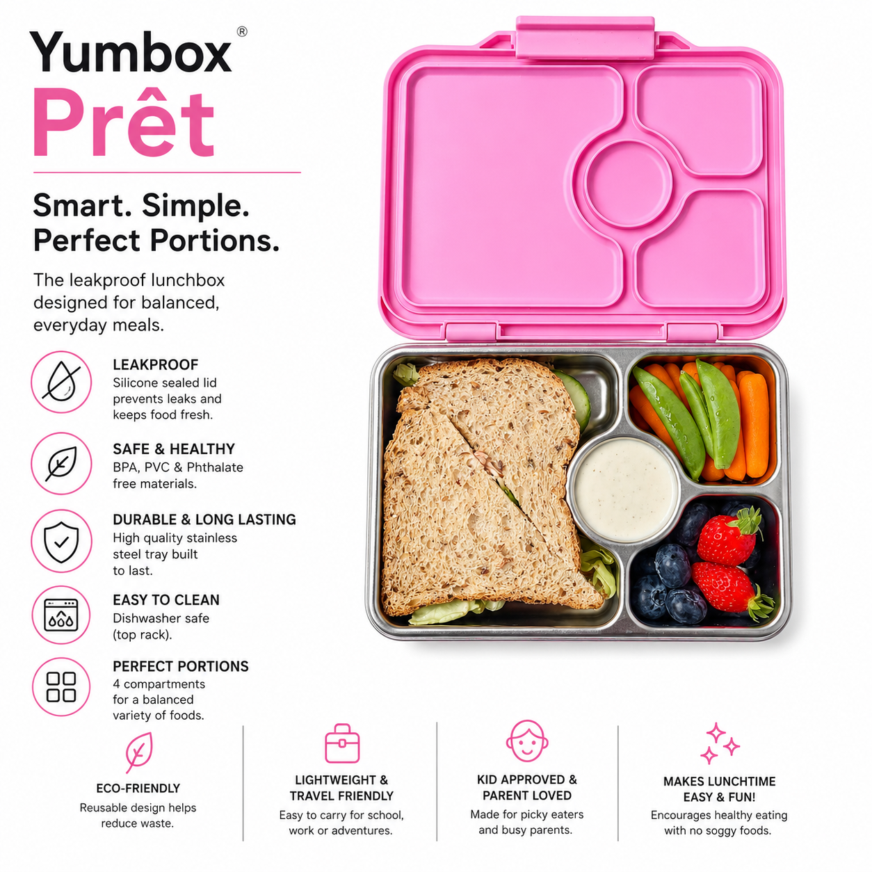 Yumbox Prêt – Boîte à Lunch Bento Étanche en Acier Inoxydable - Yumbox - Boîte à repas - - La Guilde Culinaire
