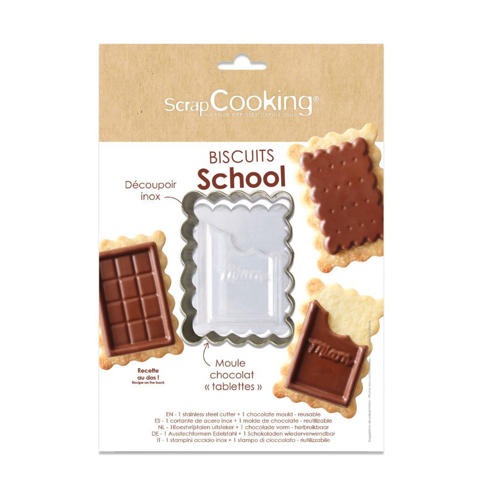 Biscuits school - Emporte-pièce et moule à chocolat pour goûters gourmands - Scrapcooking - Emporte-pièce - - La Guilde Culinaire