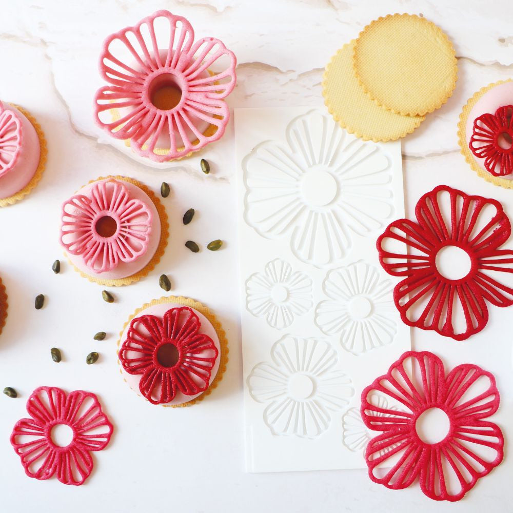 Tapis silicone pour tuiles à motifs fleurs - Scrapcooking - Tapis de pâtisserie - - La Guilde Culinaire