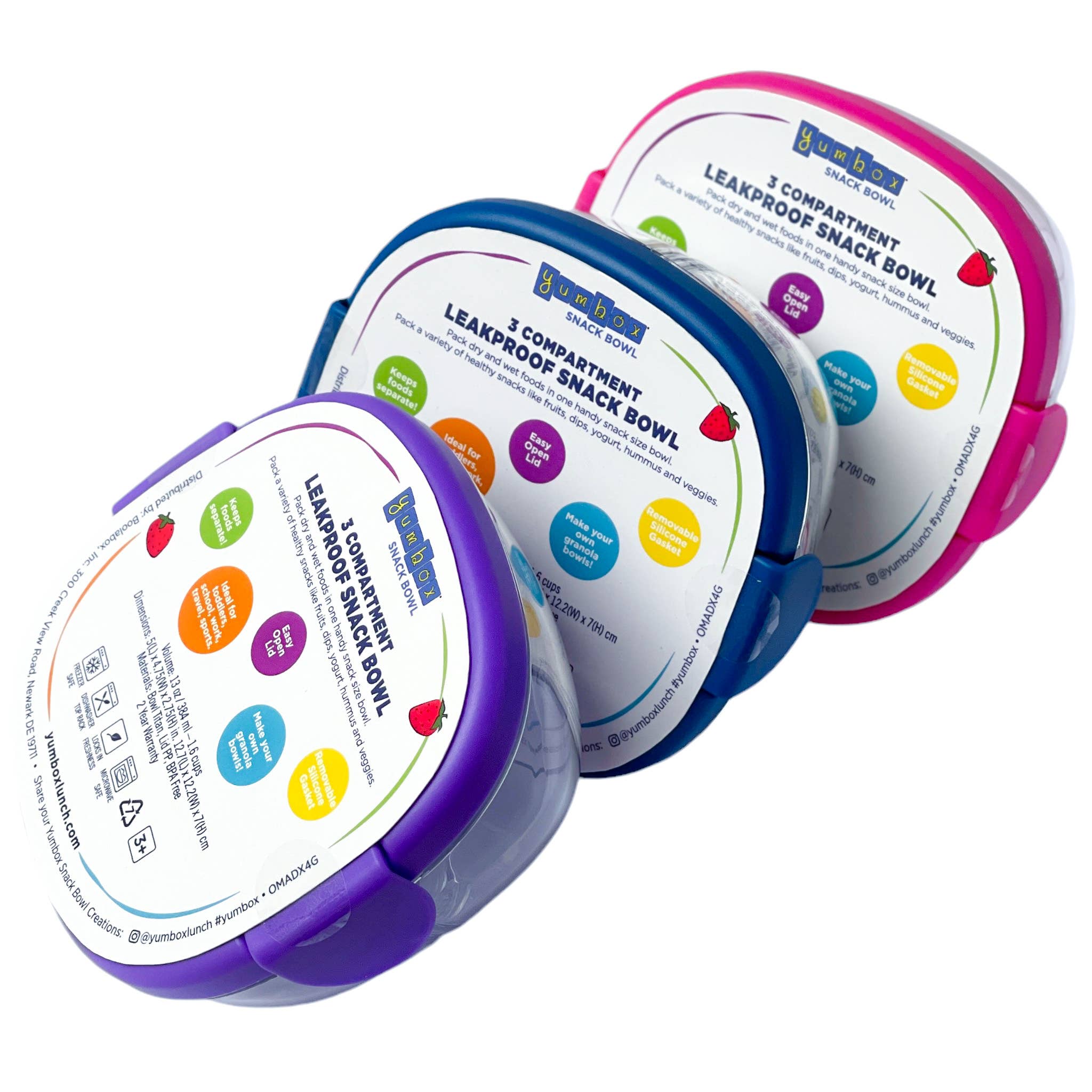 Bol à collations compact et étanche à 3 compartiments - Yumbox - Boîte à repas - - La Guilde Culinaire