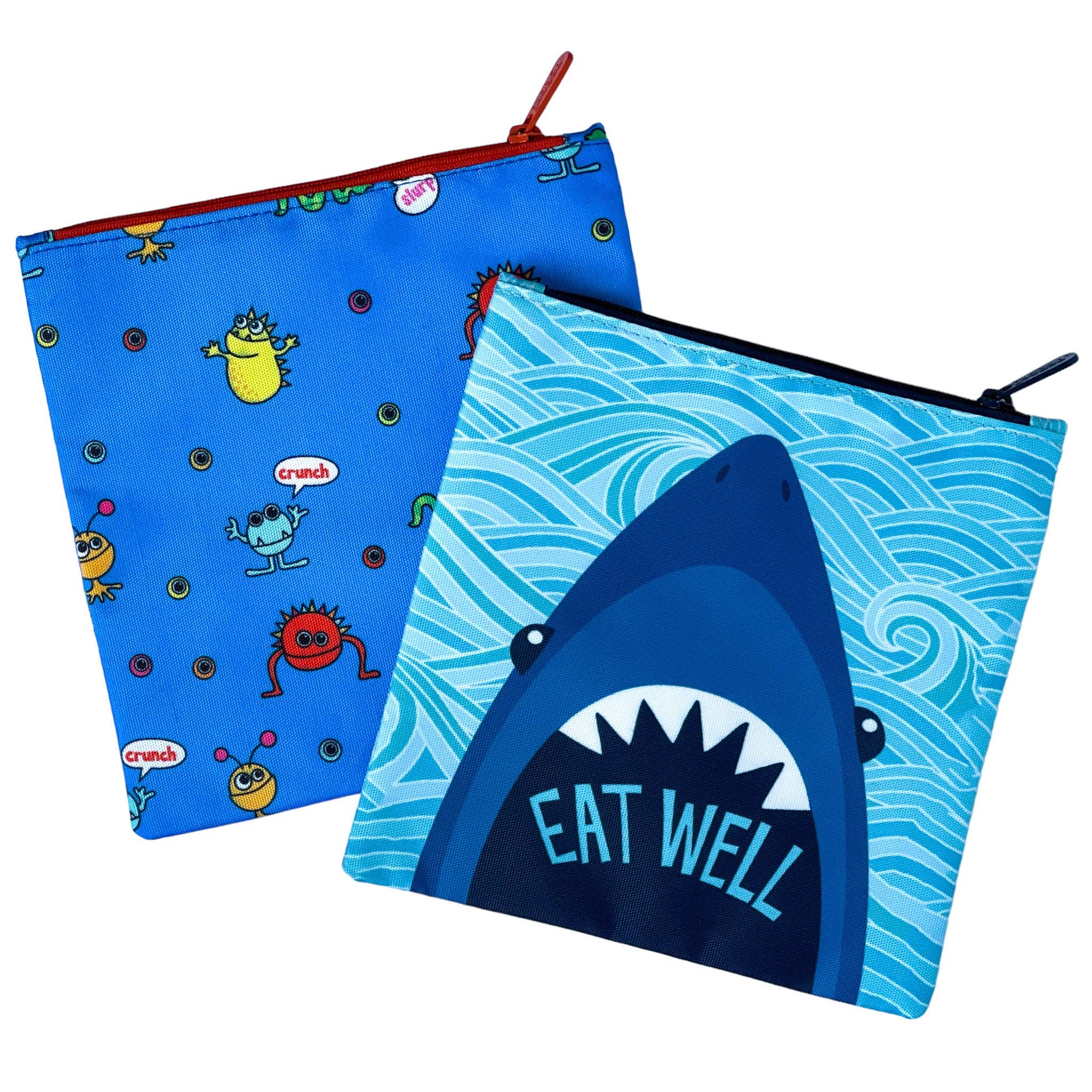 Lot de 2 sacs à sandwich réutilisables - Requin pacifique et monstres - Yumbox - Boîte à repas - - La Guilde Culinaire