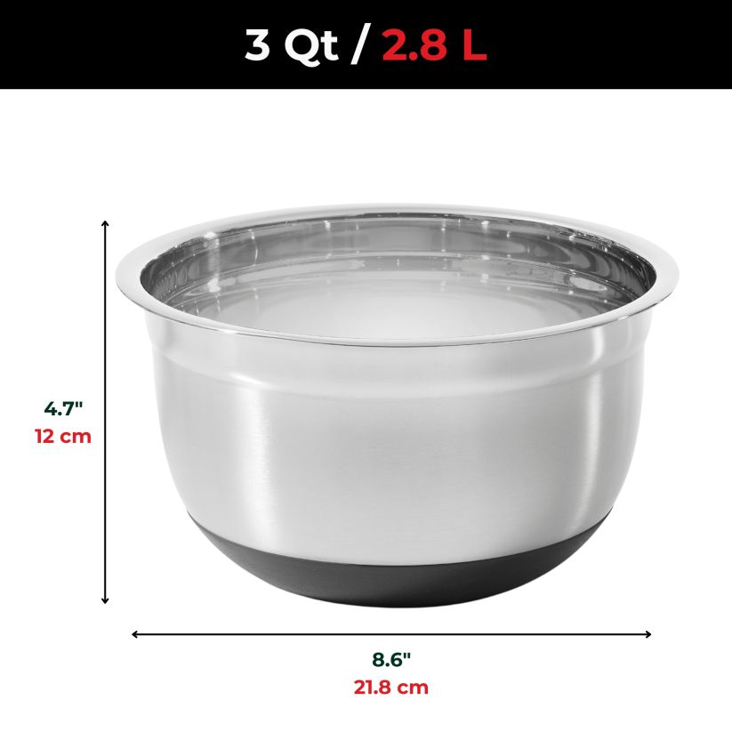 Bol à mélanger en inox avec base antidérapante 2.8 L - 3 QT - Starfrit - Bol à mélanger - 0924880040000 - La Guilde Culinaire