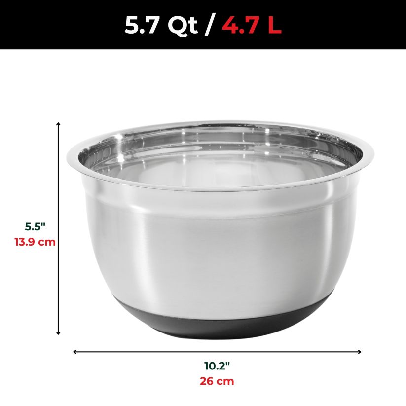 Bol à mélanger en inox avec base antidérapante 4.7 L - 5.7 QT - Starfrit - Bol à mélanger - 0924890040000 - La Guilde Culinaire