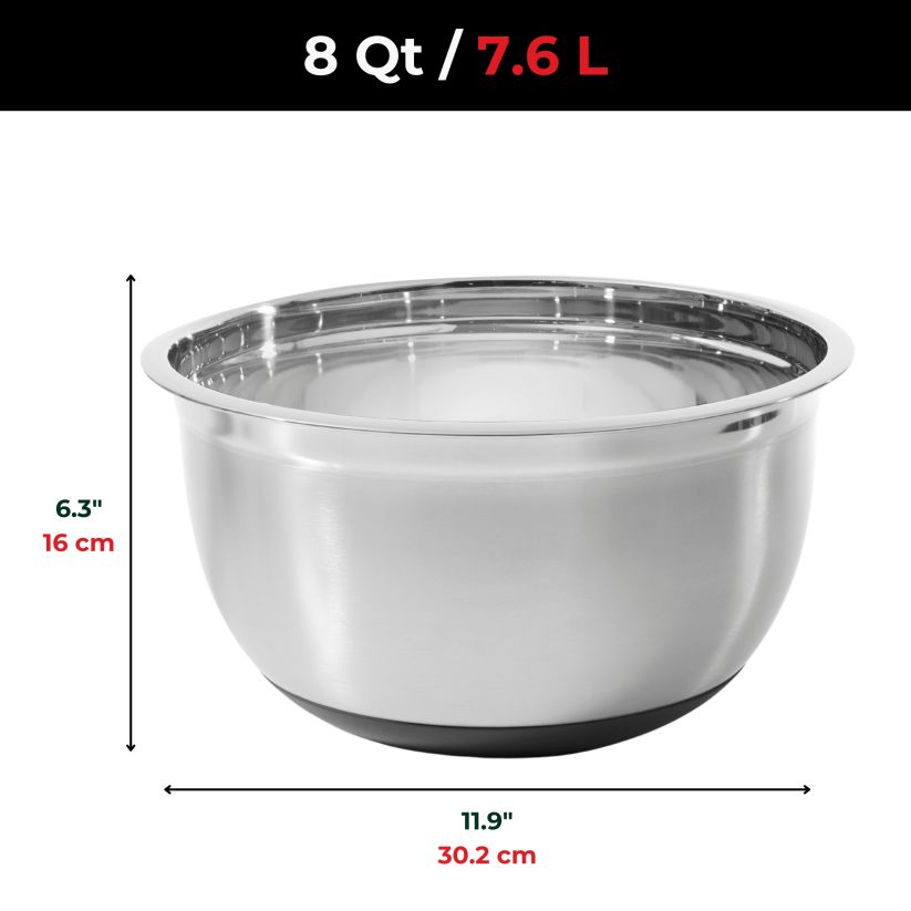 Bol à mélanger en inox avec base antidérapante 7.6 L - 8 QT - Starfrit - Bol à mélanger - 0924900040000 - La Guilde Culinaire