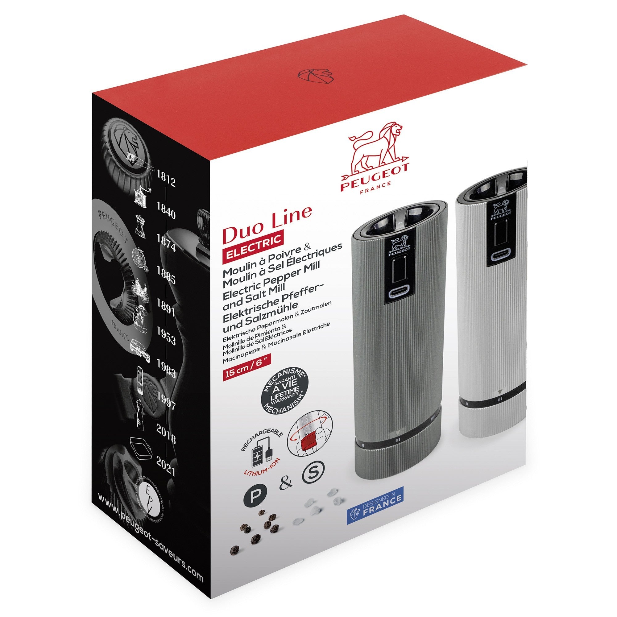 Coffret de 2 moulins à sel et poivre électriques "Line" - Peugeot - Peugeot - Moulin à poivre, sel, et épices - - La Guilde Culinaire