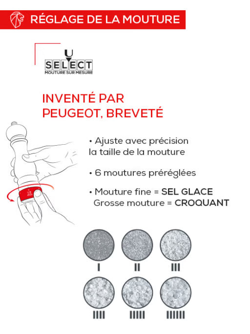 Paris Chef Stainless Steel Manual Salt Mill u'Select 22 cm - Peugeot