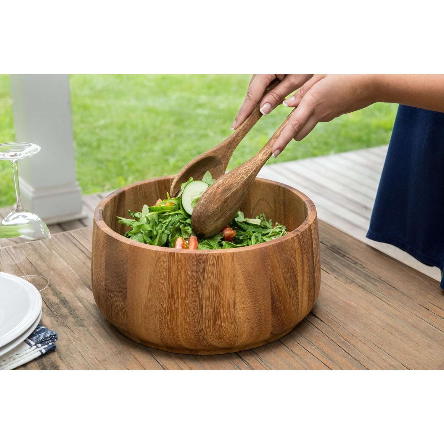 Saladier tulipe en bois d'acacia    - Ironwood - Bol à salade -  - La Guilde Culinaire