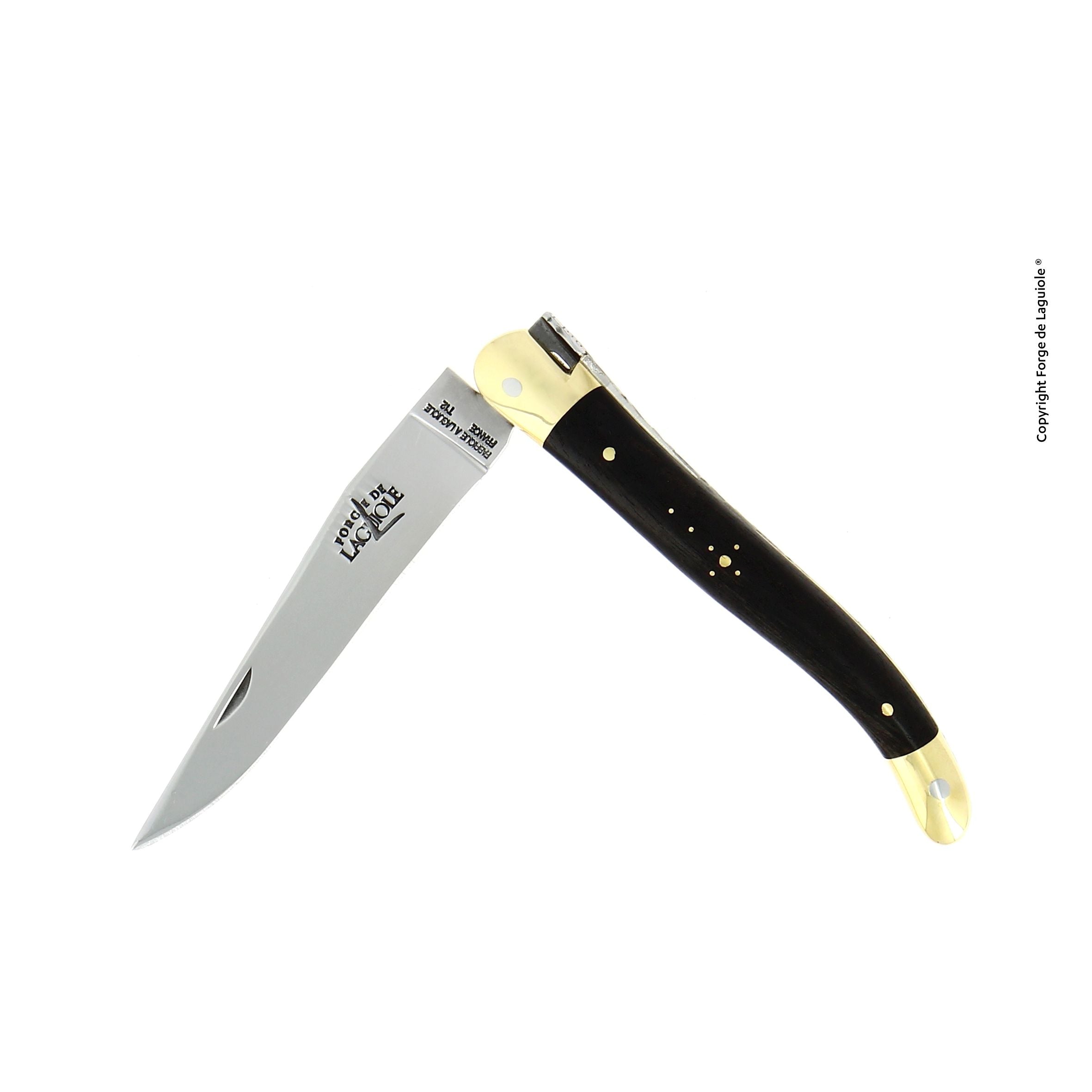 Couteau pliant 11 cm, mitre Laiton – Laguiole Ébène - Laguiole - Couteau de poche - 00003652 - 1211 EB - La Guilde Culinaire