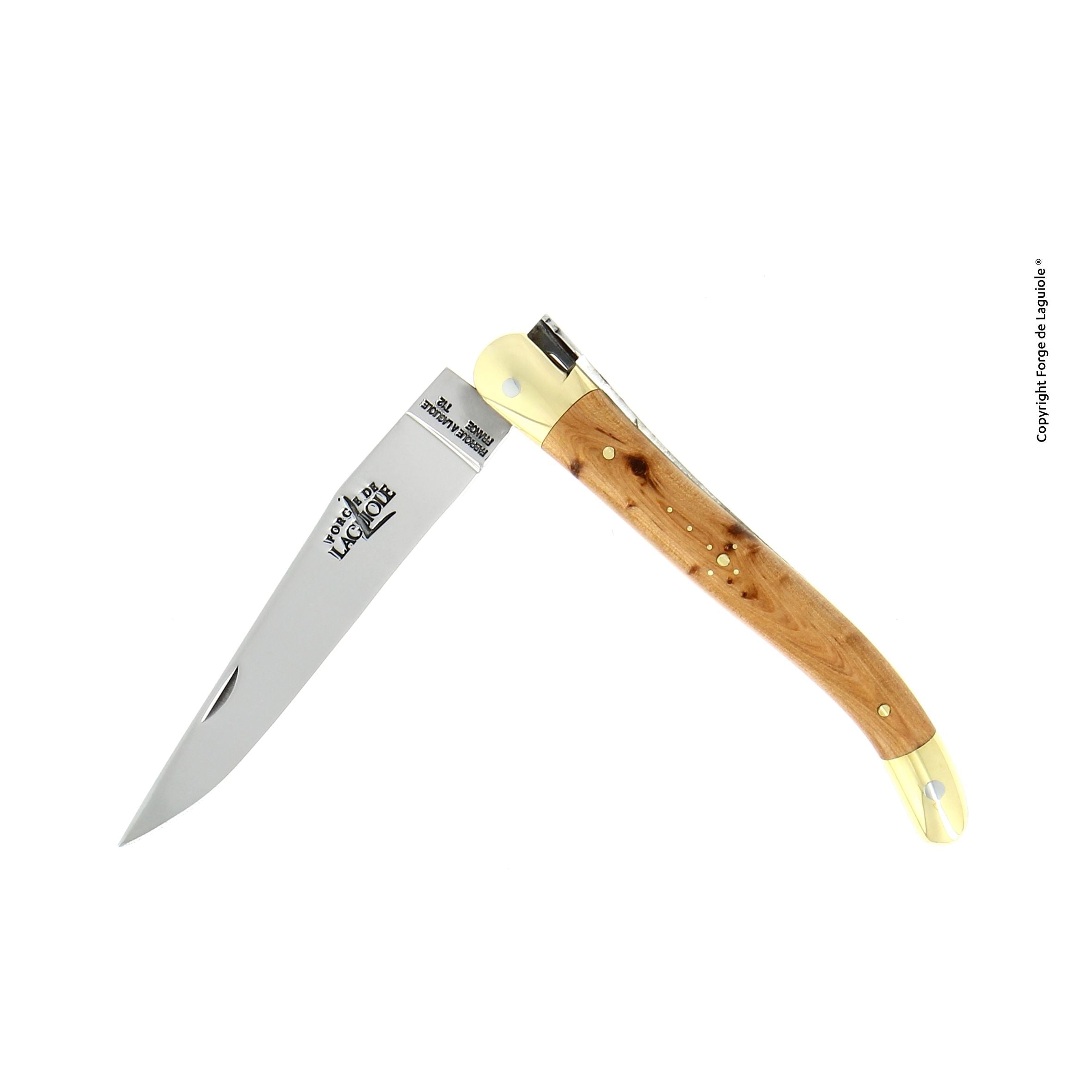 Couteau pliant 11 cm, mitre Laiton – Laguiole Genévrier - Laguiole - Couteau de poche - 00003653 - 1211 GE - La Guilde Culinaire