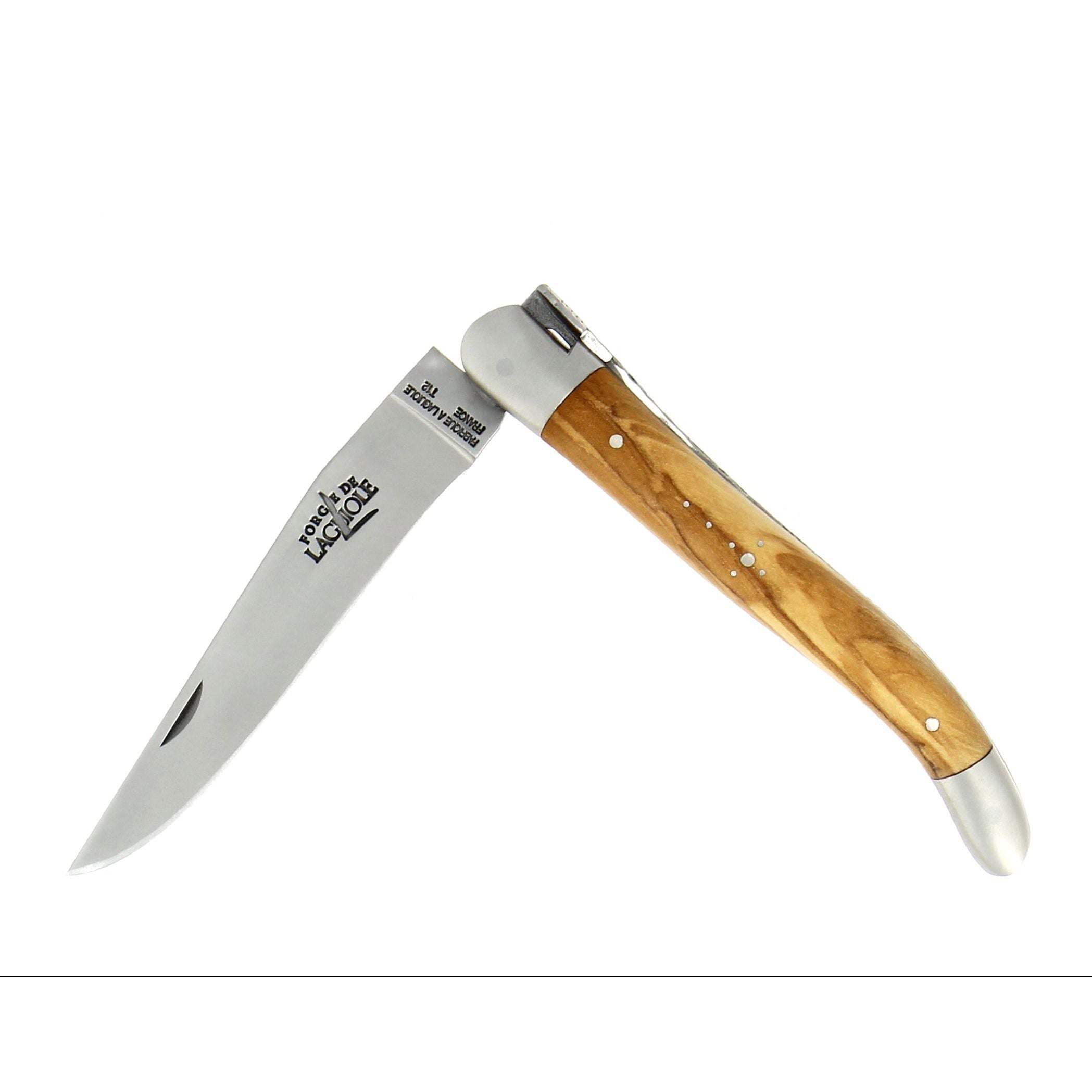 Couteau pliant 11 cm, manche en bois, mitre inox mat – Laguiole Olivier - Laguiole - Couteau pliant - 00003661 - 1211 IN OL SAT - La Guilde Culinaire