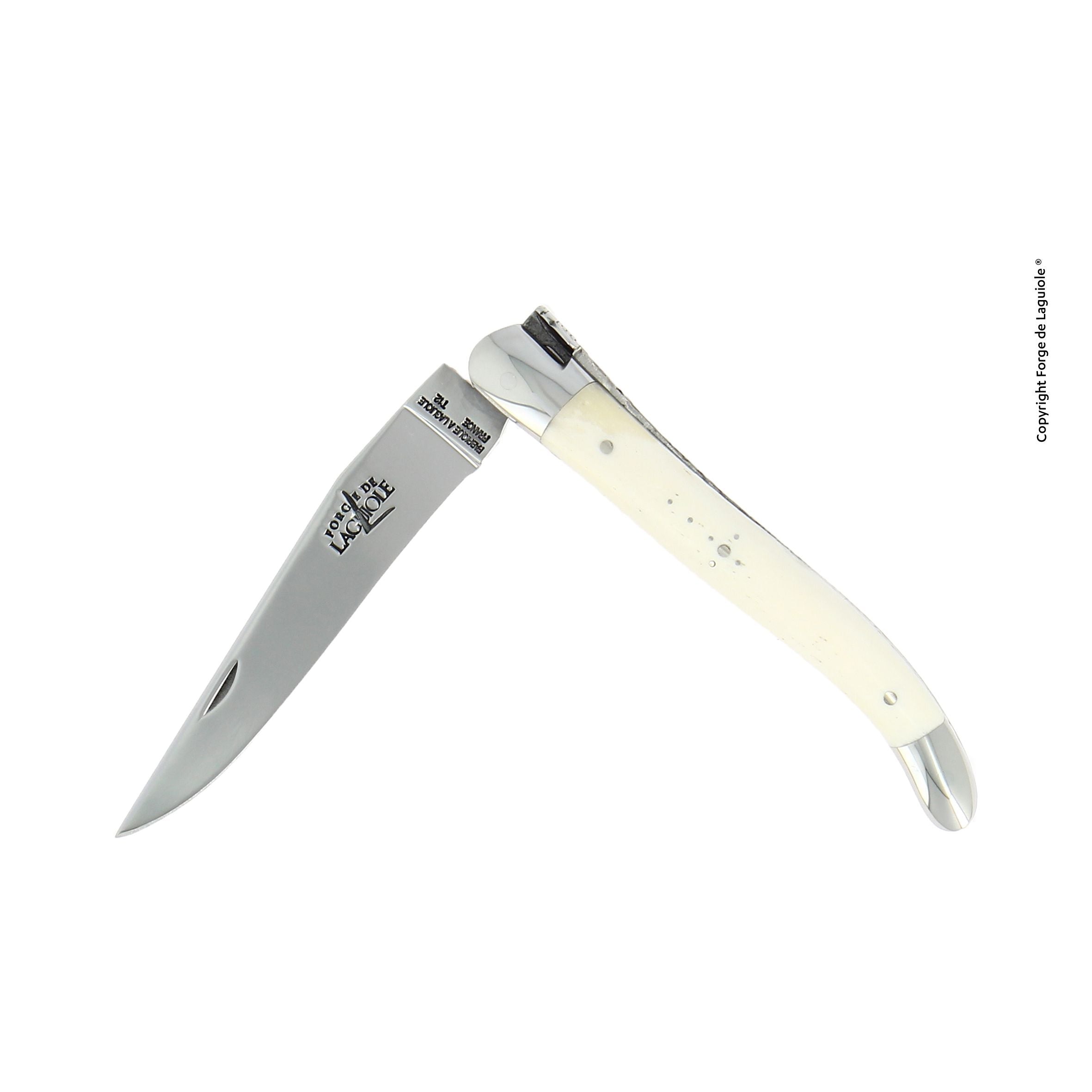 Couteau pliant 11 cm, mitre inox brillant, Os – Laguiole - Laguiole - Couteau de poche - - La Guilde Culinaire