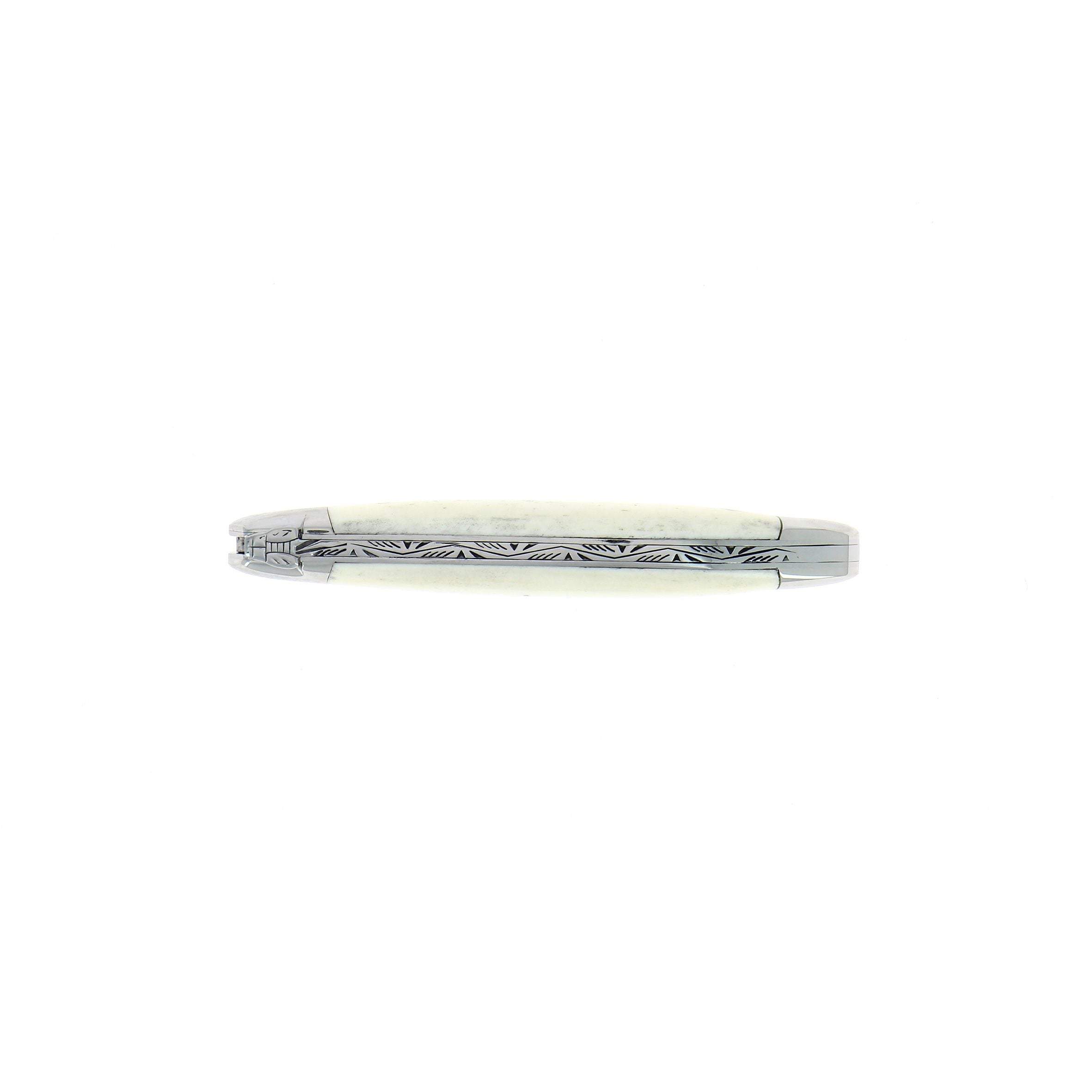 Couteau pliant 11 cm, mitre inox brillant, Os – Laguiole - Laguiole - Couteau de poche - - La Guilde Culinaire