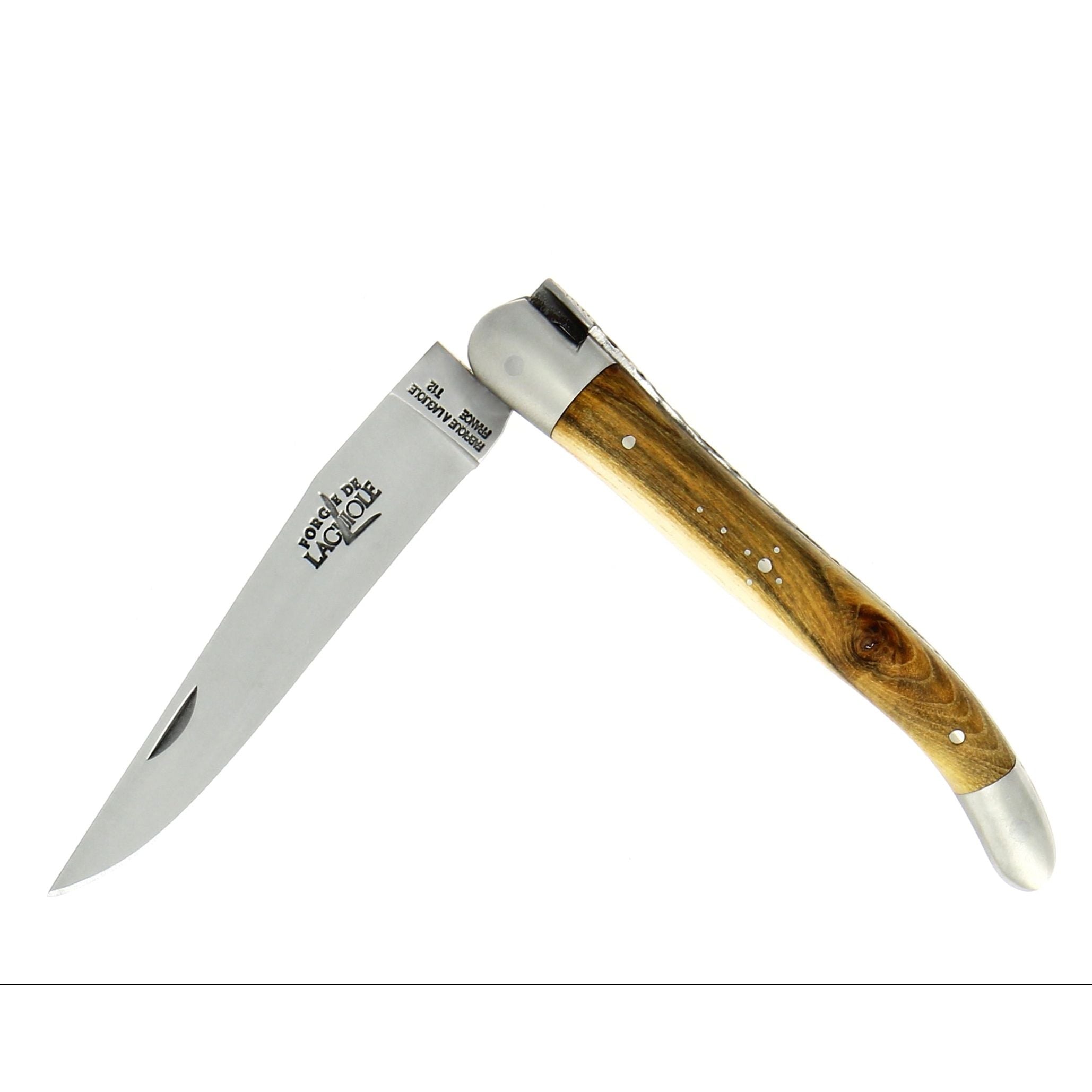 Couteau pliant 11 cm, manche en bois, mitre inox mat – Laguiole Pistachier - Laguiole - Couteau pliant - 00003663 - 1211 IN PI SAT - La Guilde Culinaire