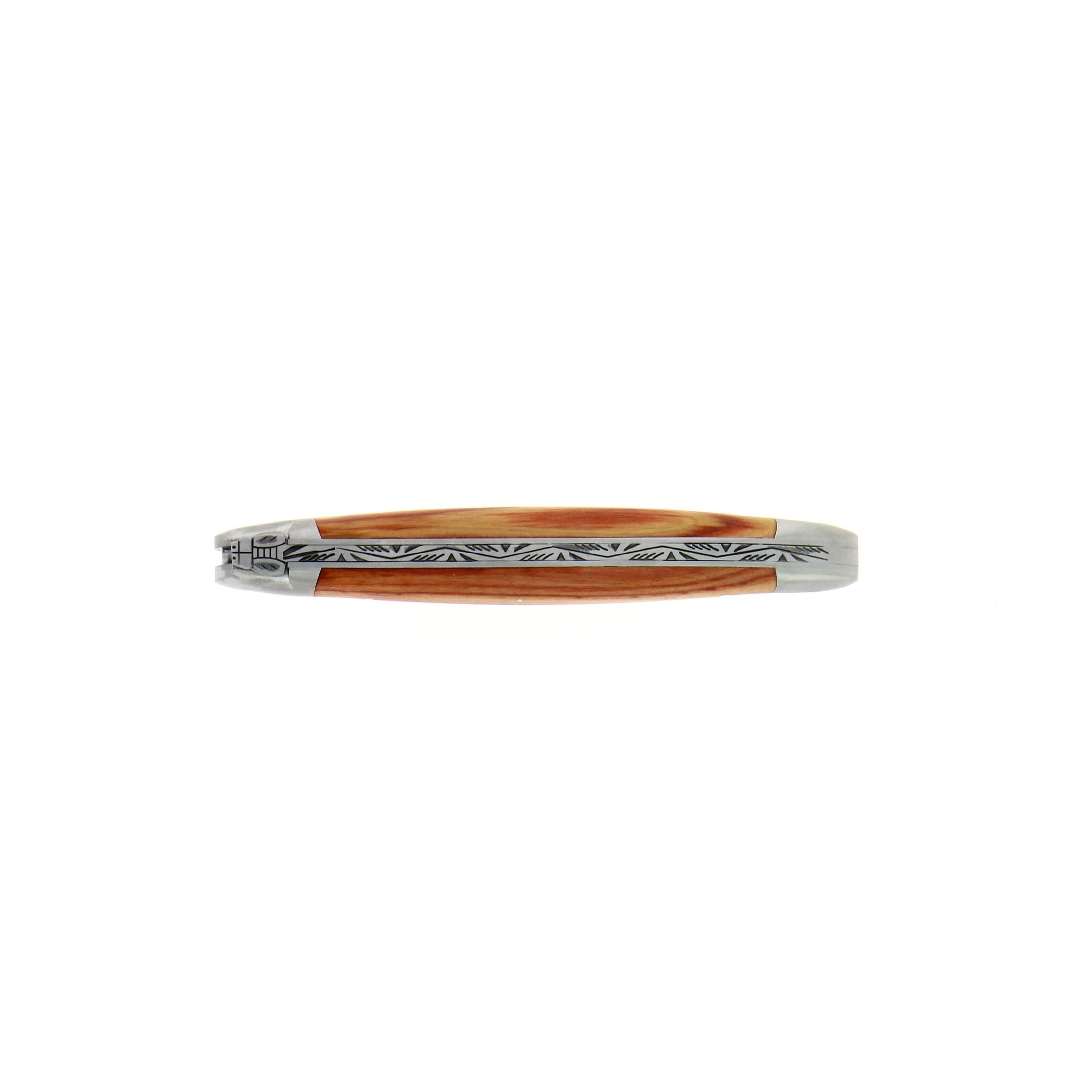 Couteau pliant 11 cm, manche en bois, mitre inox mat – Laguiole - Laguiole - Couteau pliant - - La Guilde Culinaire