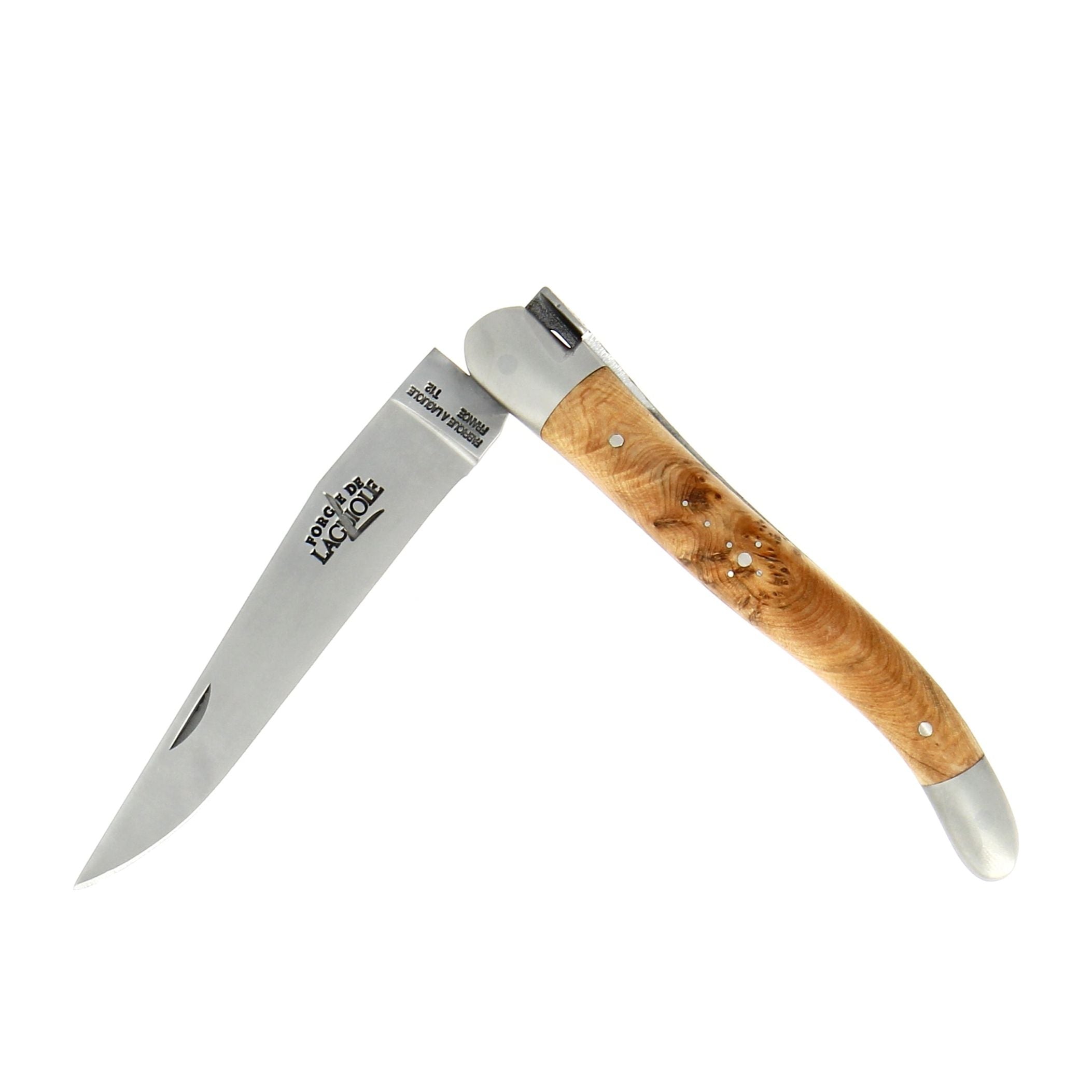 Couteau pliant 11 cm, manche en bois, mitre inox mat – Laguiole Genévrier - Laguiole - Couteau pliant - 00003677 - 1211 IN GE SAT - La Guilde Culinaire