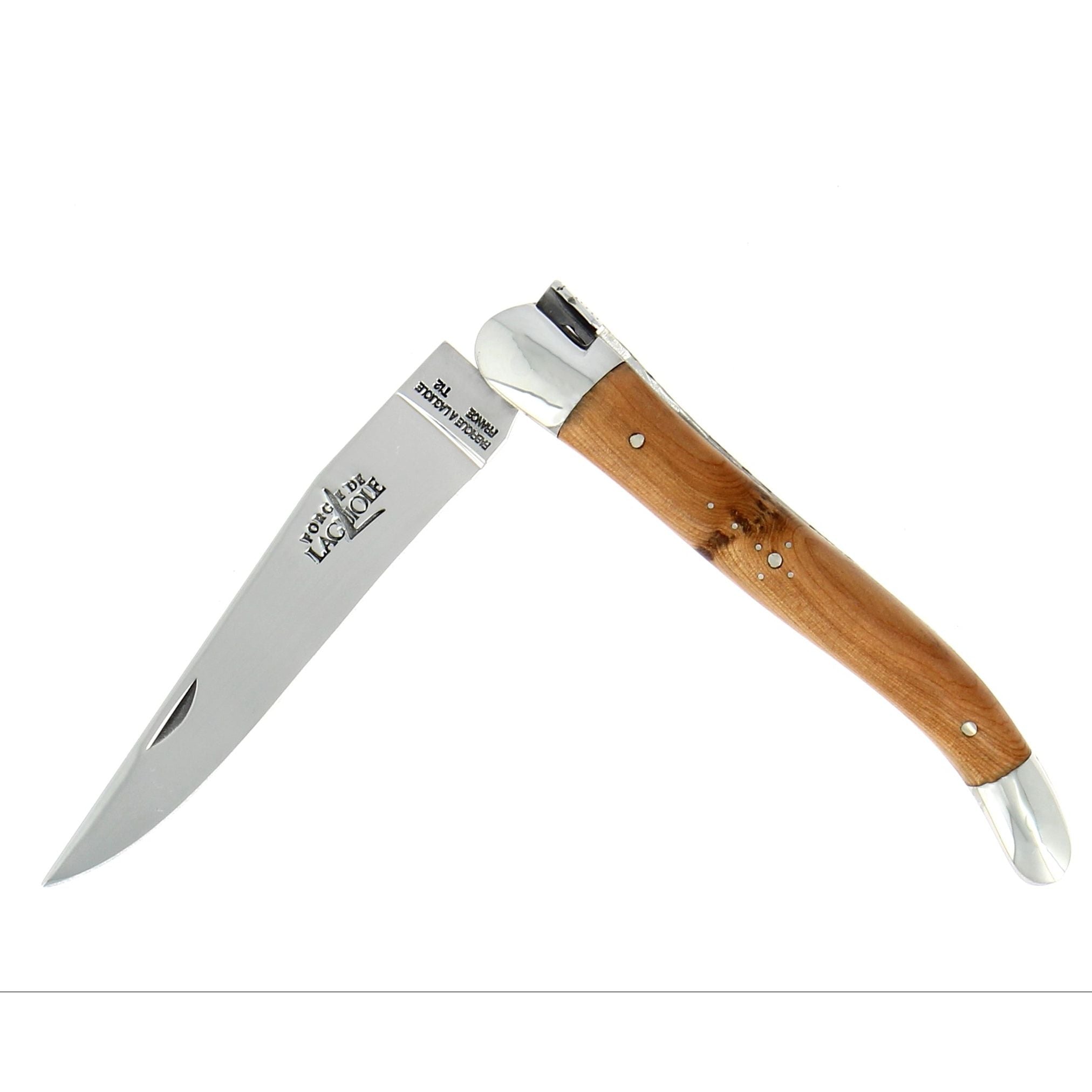 Couteau pliant 11 cm, manche en bois, mitre inox brillant – Laguiole Genévrier - Laguiole - Couteau de poche - 00003678 - 1211 IN GE BRI - La Guilde Culinaire