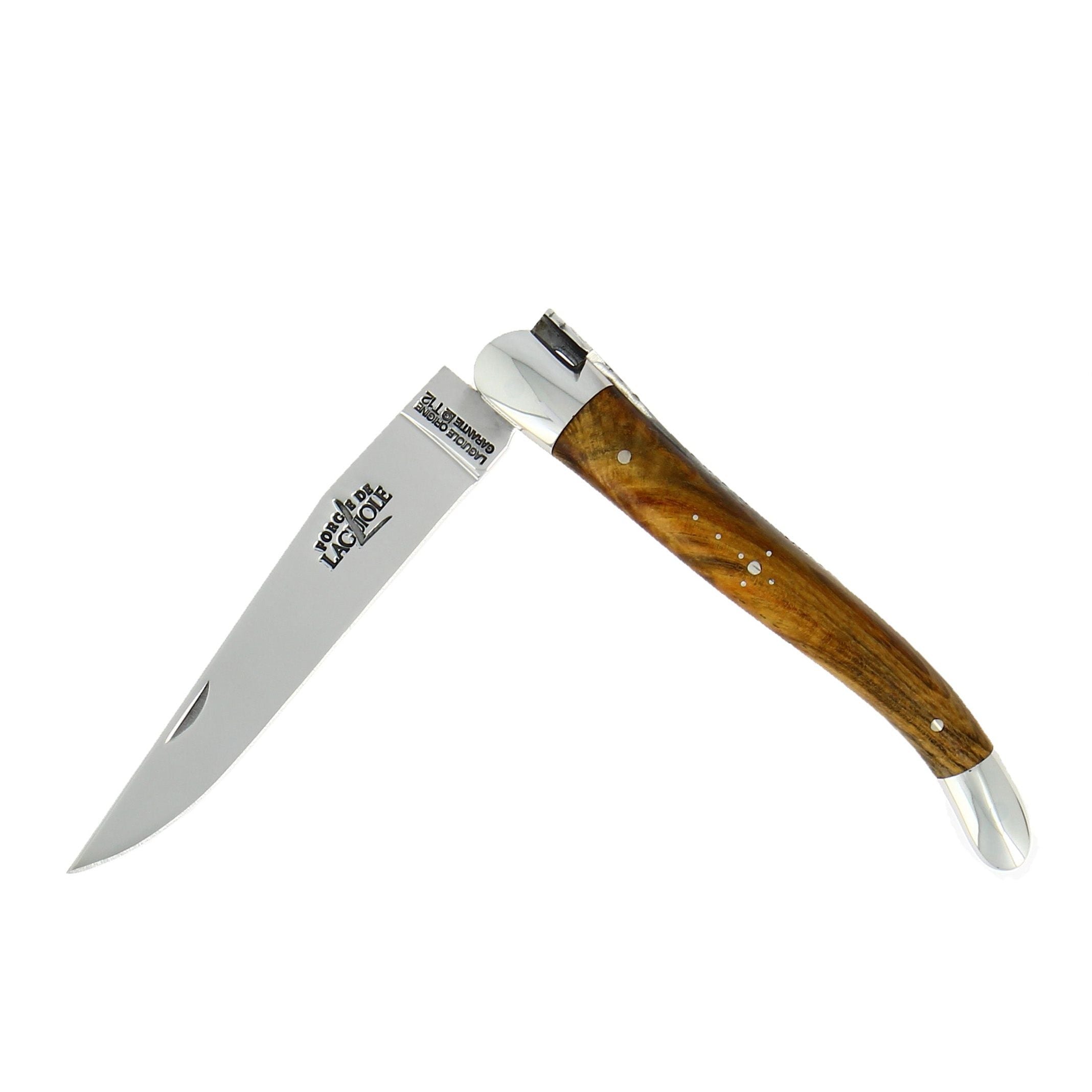 Couteau pliant 11 cm, manche en bois, mitre inox brillant – Laguiole Pistachier - Laguiole - Couteau de poche - 00003681 - 1211 IN PI BRI - La Guilde Culinaire