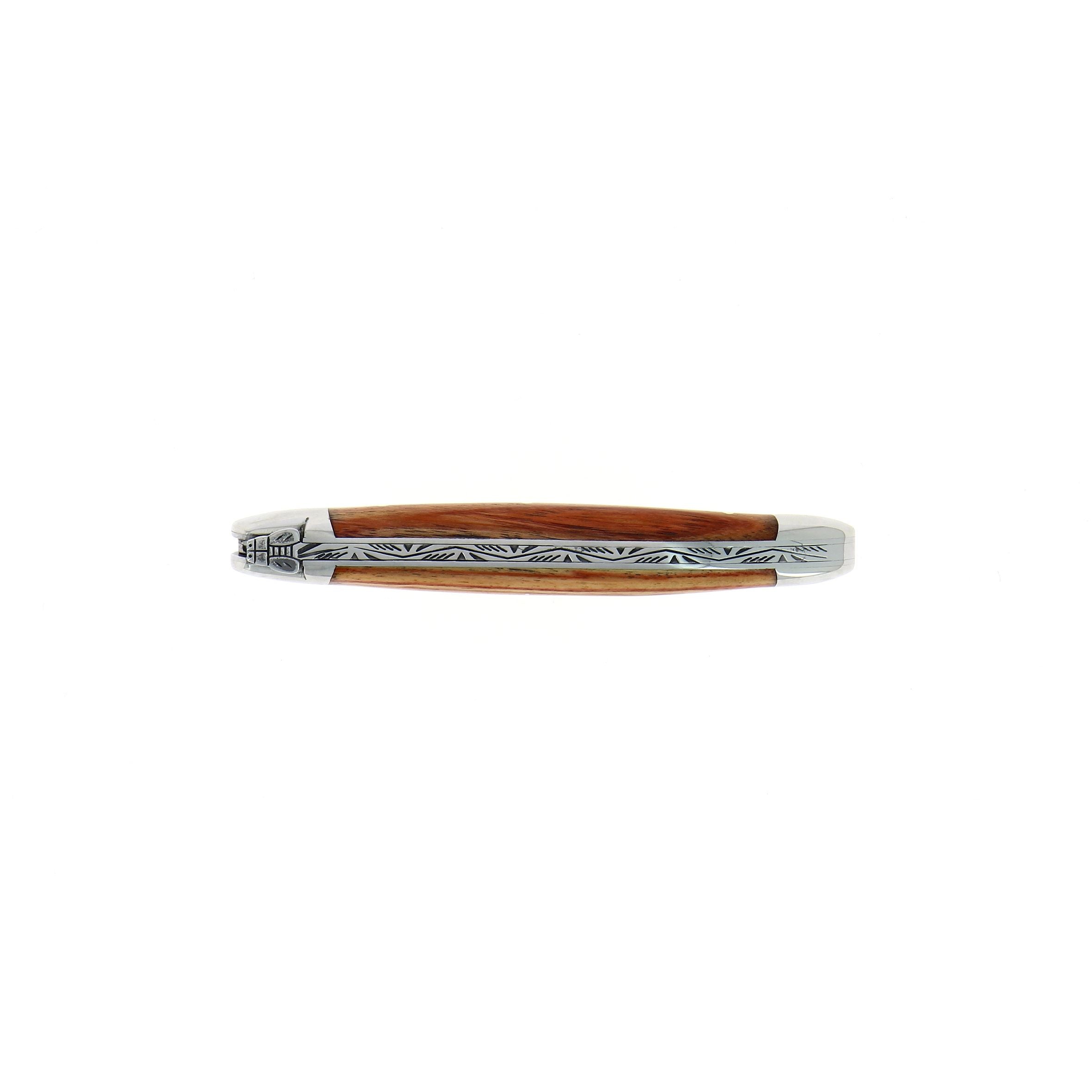 Couteau pliant 11 cm, manche en bois, mitre inox brillant – Laguiole - Laguiole - Couteau de poche - - La Guilde Culinaire