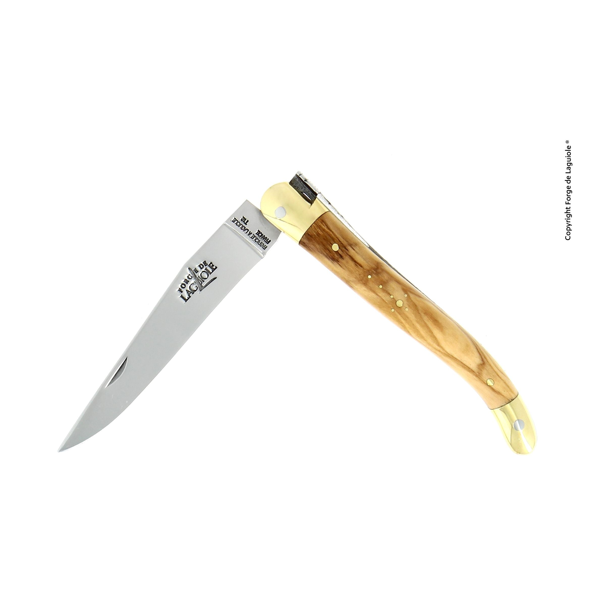 Couteau pliant 11 cm, mitre Laiton – Laguiole Olivier - Laguiole - Couteau de poche - 00003700 - 1211 OL - La Guilde Culinaire
