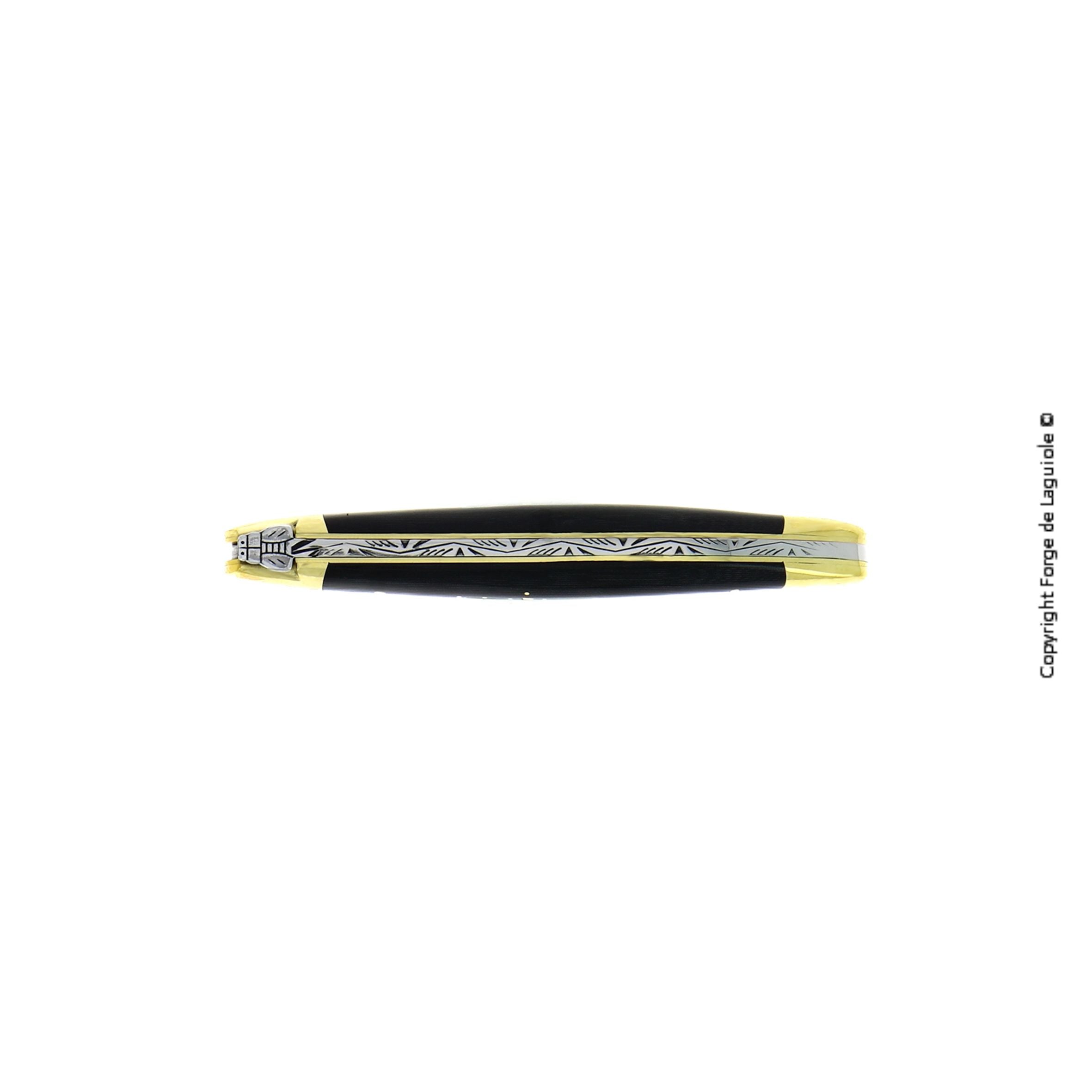 Couteau pliant 11 cm Tissu compressé, mitre Laiton – Laguiole - Laguiole - Couteau pliant - - La Guilde Culinaire