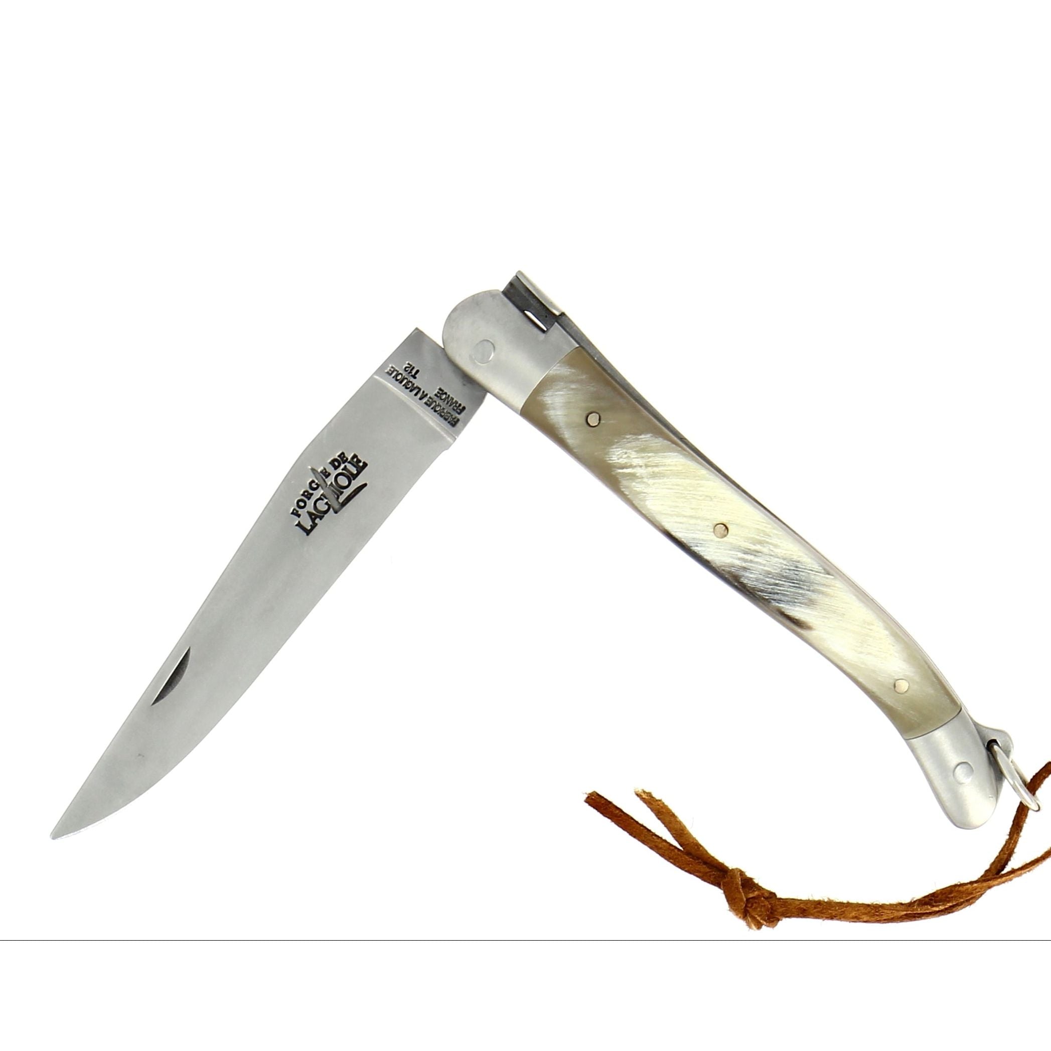 Couteau pliant 11 cm, mitre inox satinée, Pointe de corne Aubrac – Laguiole - Laguiole - Couteau de poche - - La Guilde Culinaire