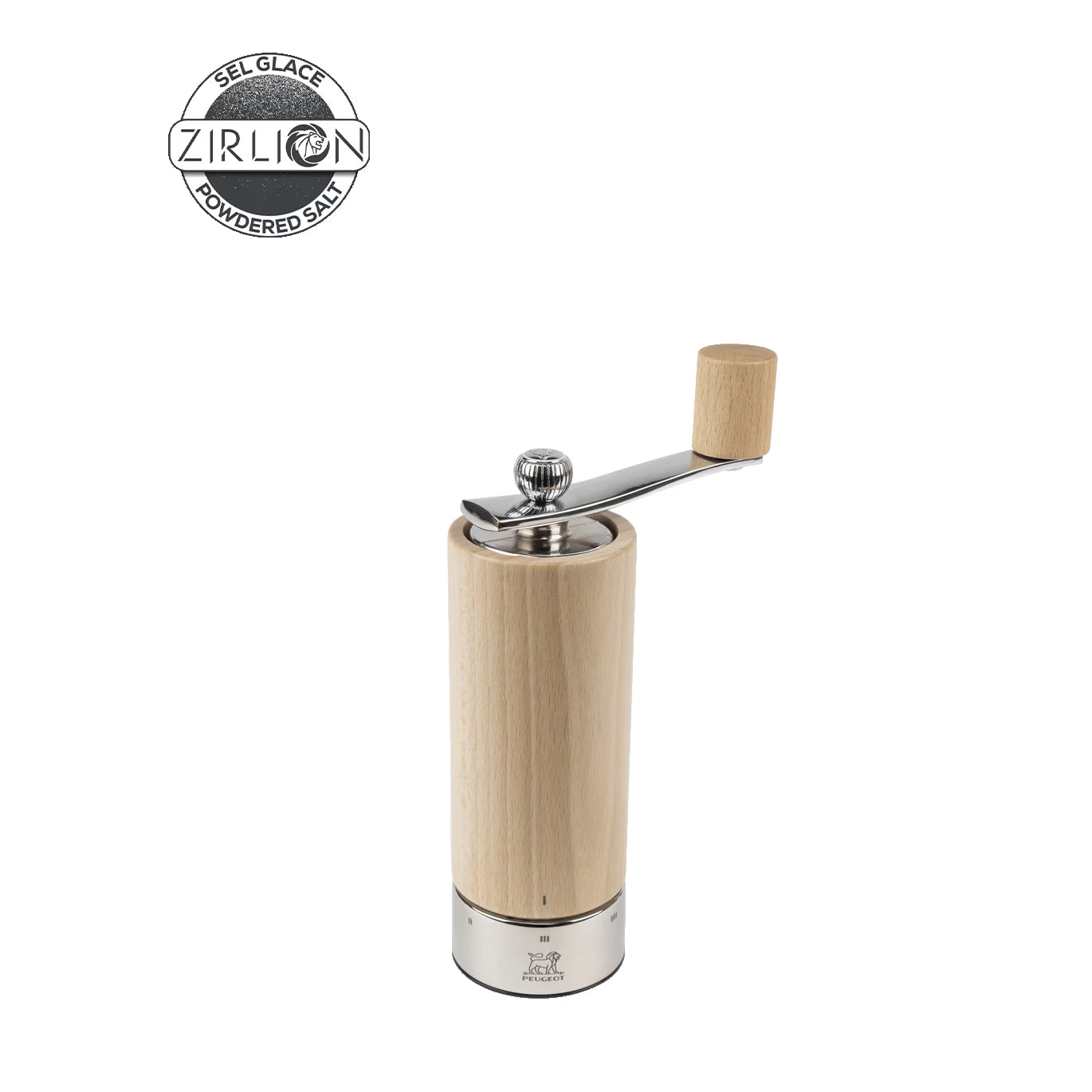 Moulin à sel à manivelle en bois et inox, naturel, 18 cm, Isen - Peugeot - Moulin à sel - - La Guilde Culinaire